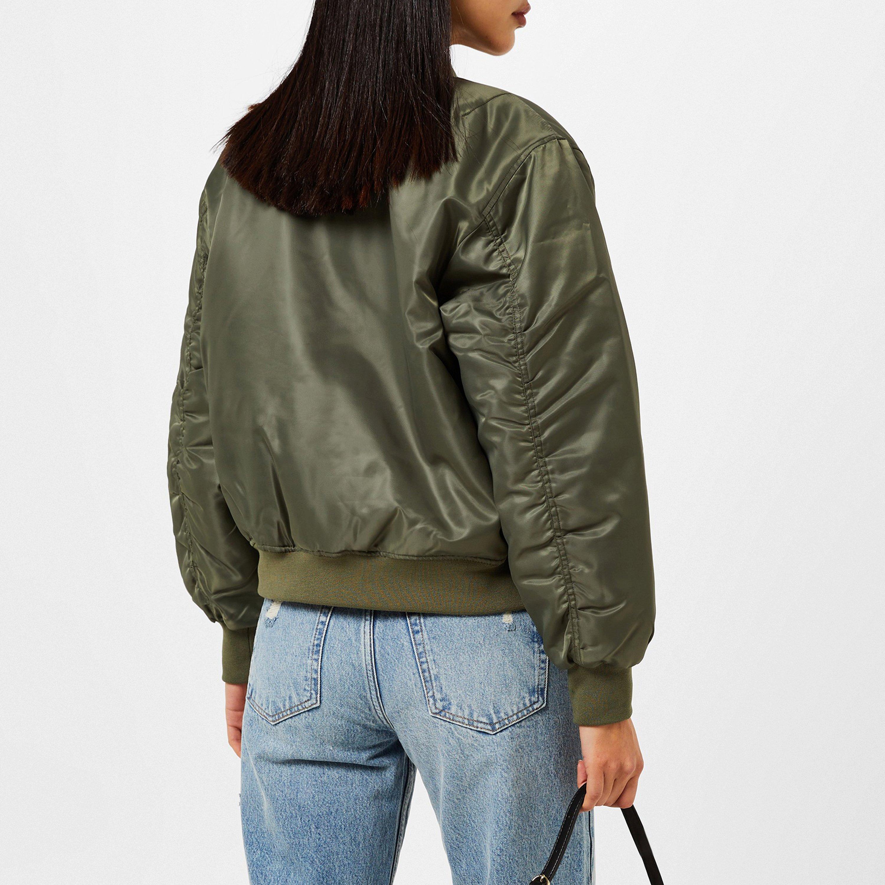Army Green - Anine Bing - Women's Leon Long Sleeve Oversized Fit Bomber Jacket - 4