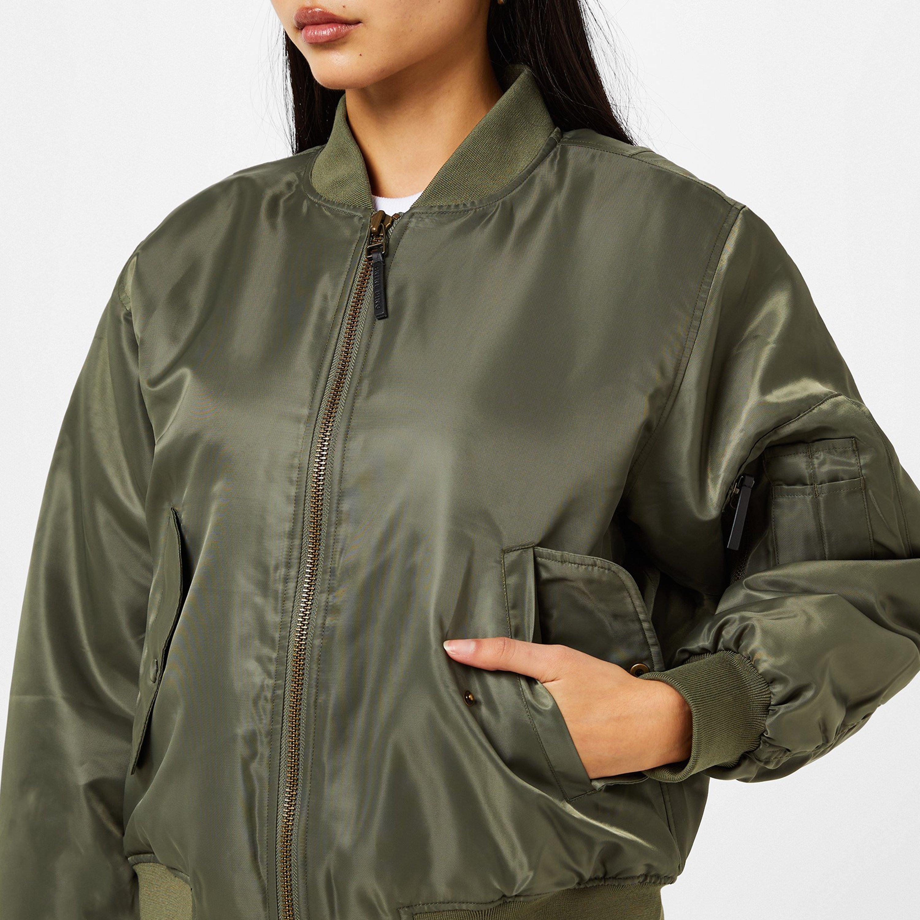 Army Green - Anine Bing - Women's Leon Long Sleeve Oversized Fit Bomber Jacket - 5