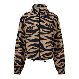 Off White Women's Zebra Track Jacket, All-Over Animal Print