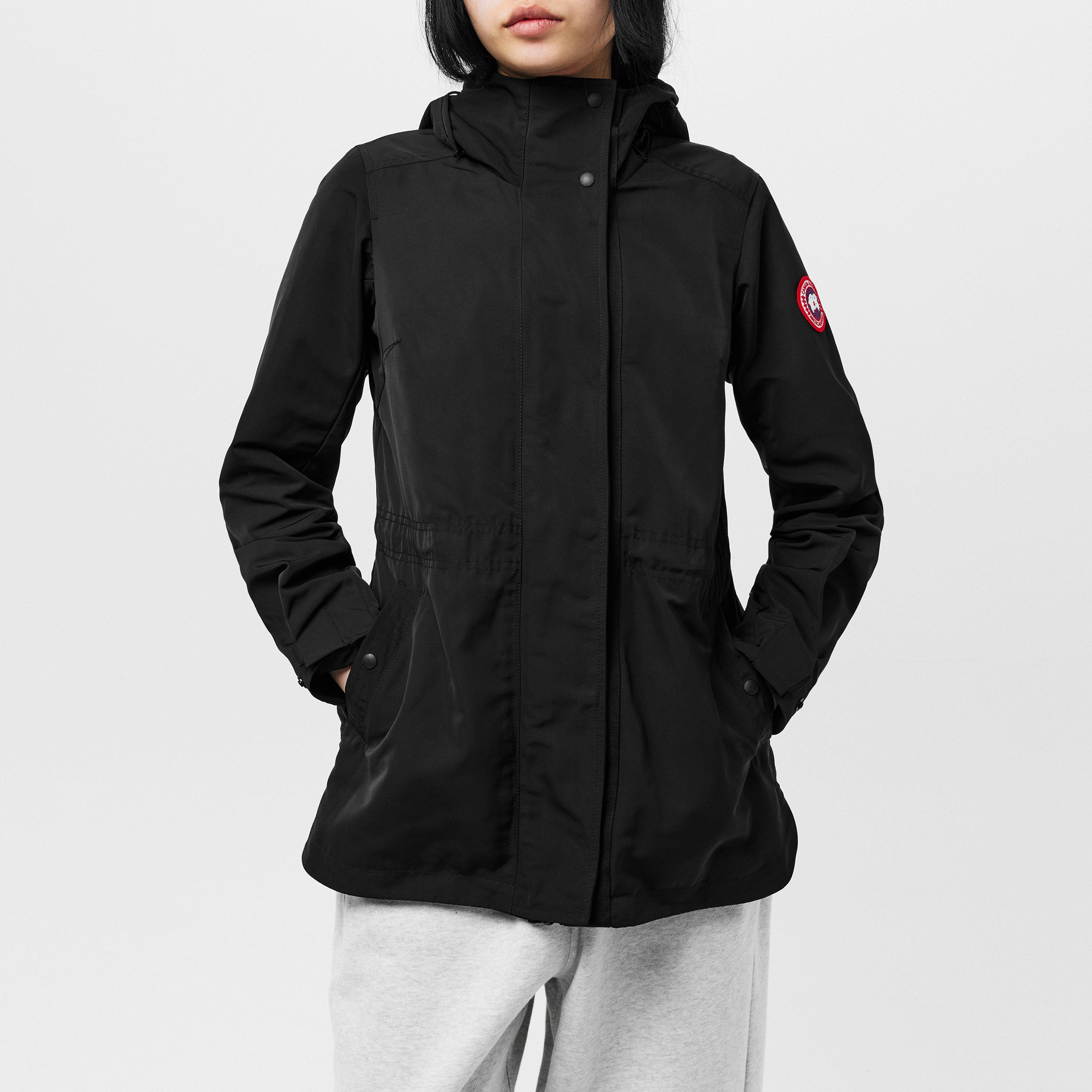 Black - Canada Goose - Women's Minden Hooded Long Sleeve Rain Anorak - 3