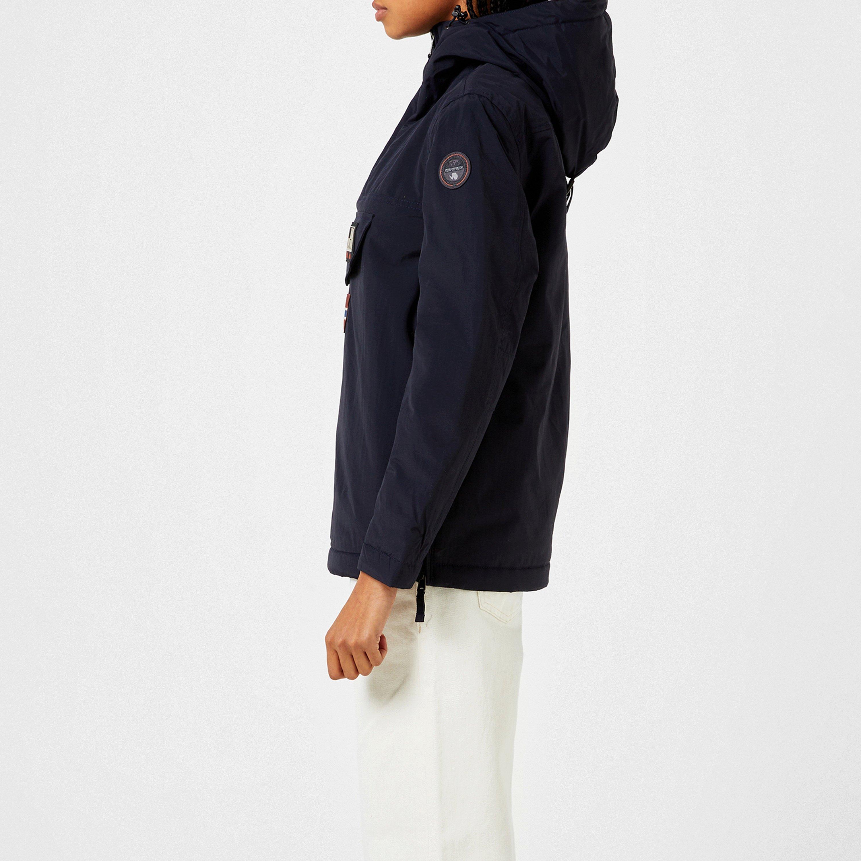 Navy - Napapijri - Women's Rainforest Water Resistant Hooded Cropped Long Sleeve Rain Anorak - 2