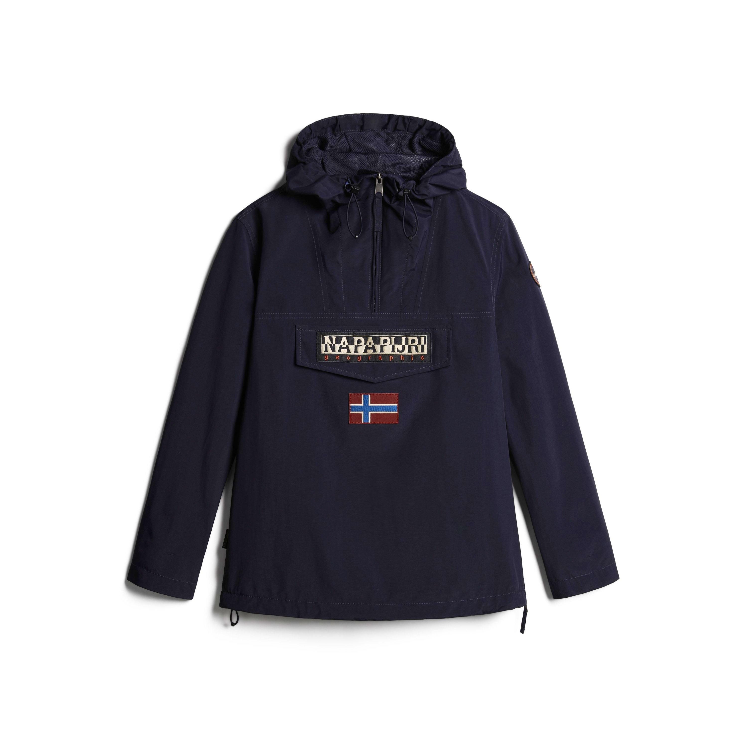 Navy - Napapijri - Women's Rainforest Water Resistant Hooded Cropped Long Sleeve Rain Anorak - 5