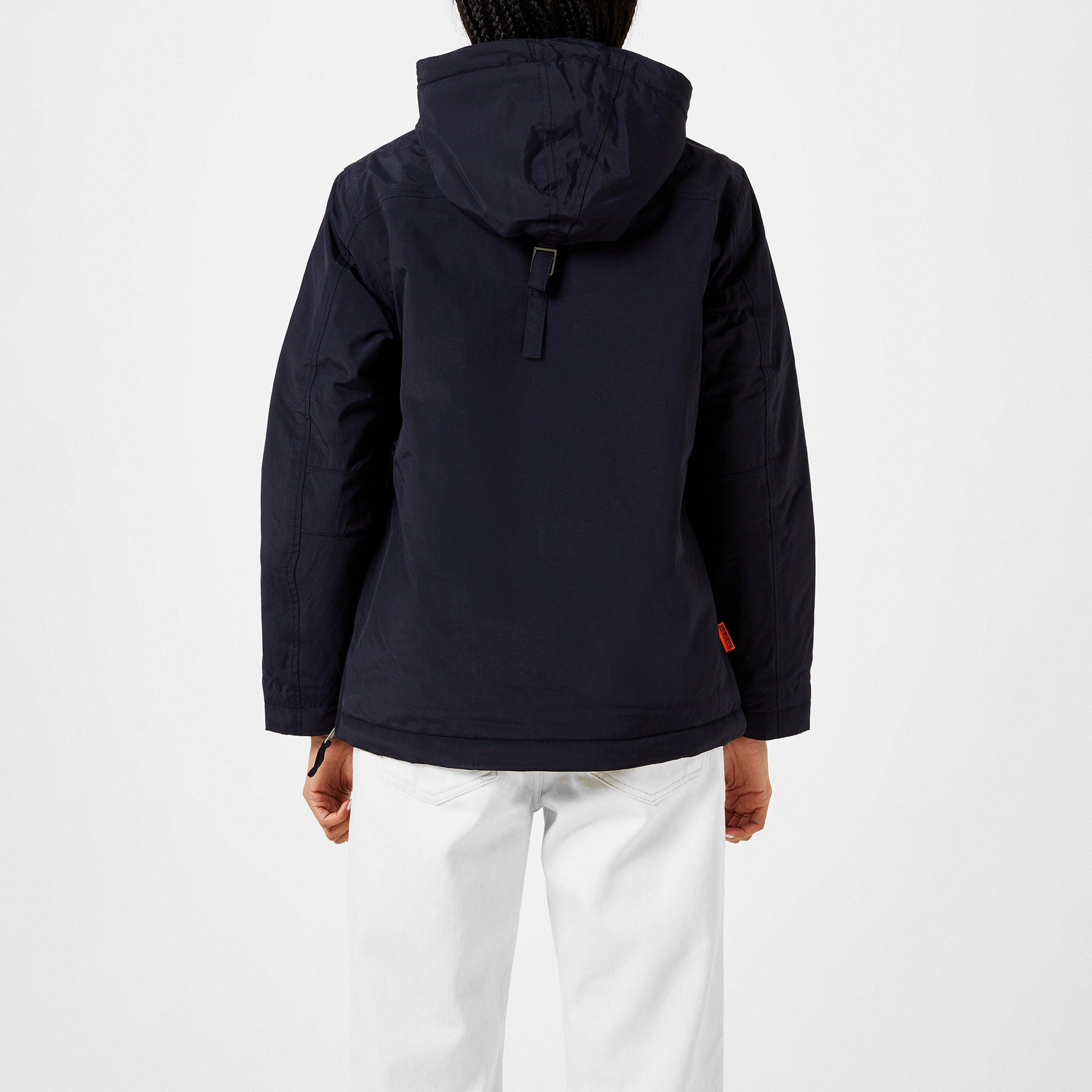 Navy - Napapijri - Women's Rainforest Water Resistant Hooded Cropped Long Sleeve Rain Anorak - 3