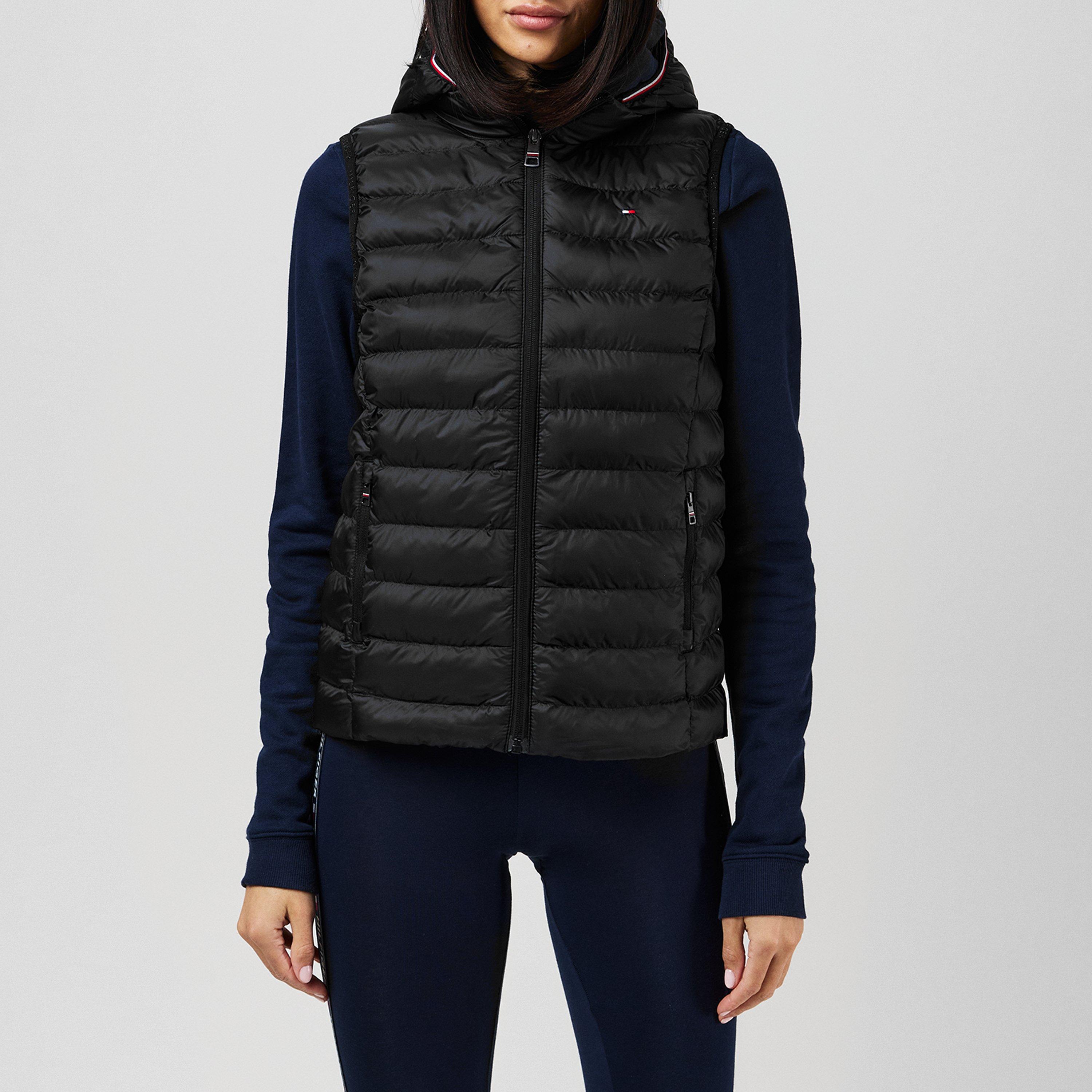 Tommy Hilfiger Women's Heritage Low Down Duck Down Detachable Hood Sleeveless Short Puffer Jacket - Black - 18 (2XL)