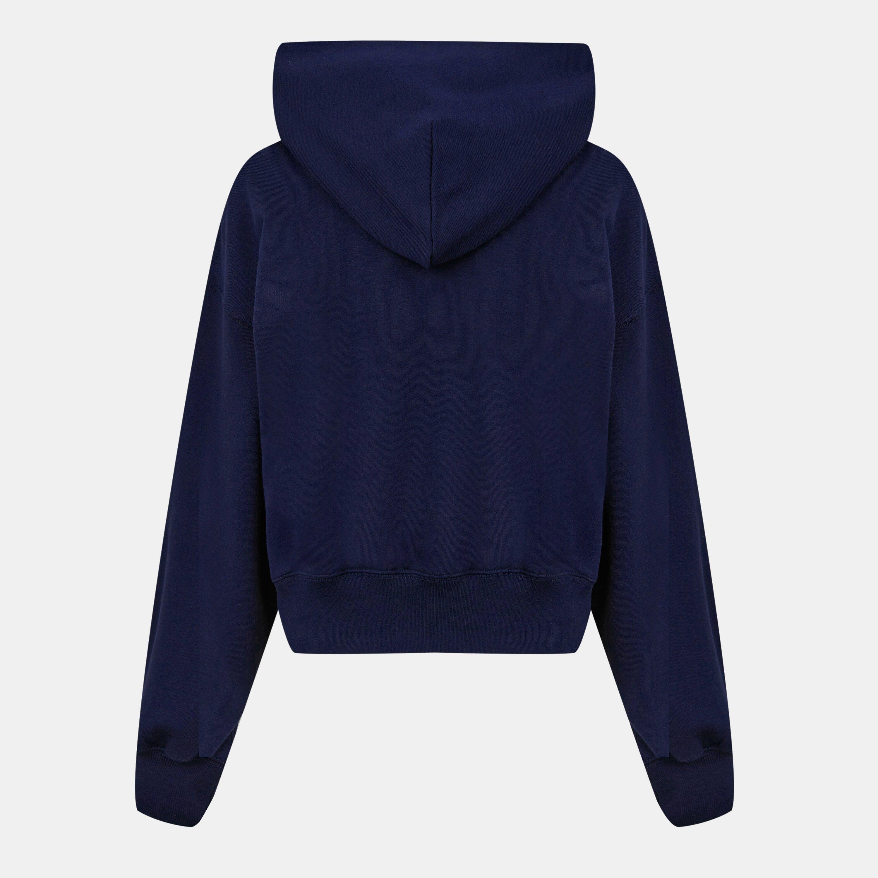 Navy/Mix - Gucci - Women's Logo Cotton Hooded Sweatshirt - 2