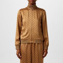 Gucci Women'S Gg Jacquard Viscose Zip Jacket