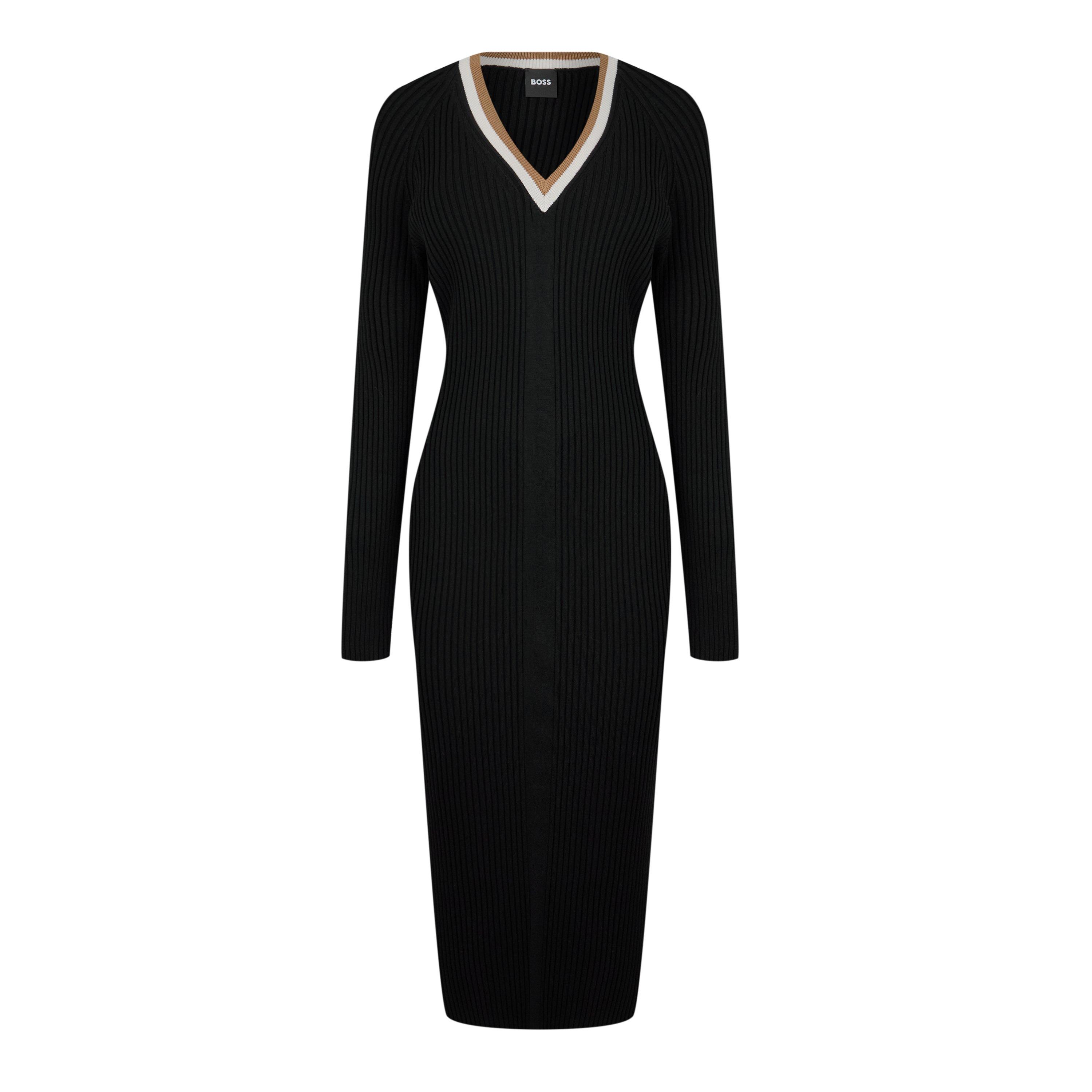 Black - Boss - Women's Ficina Knitted Dress, Figure-Flattering Design - 1