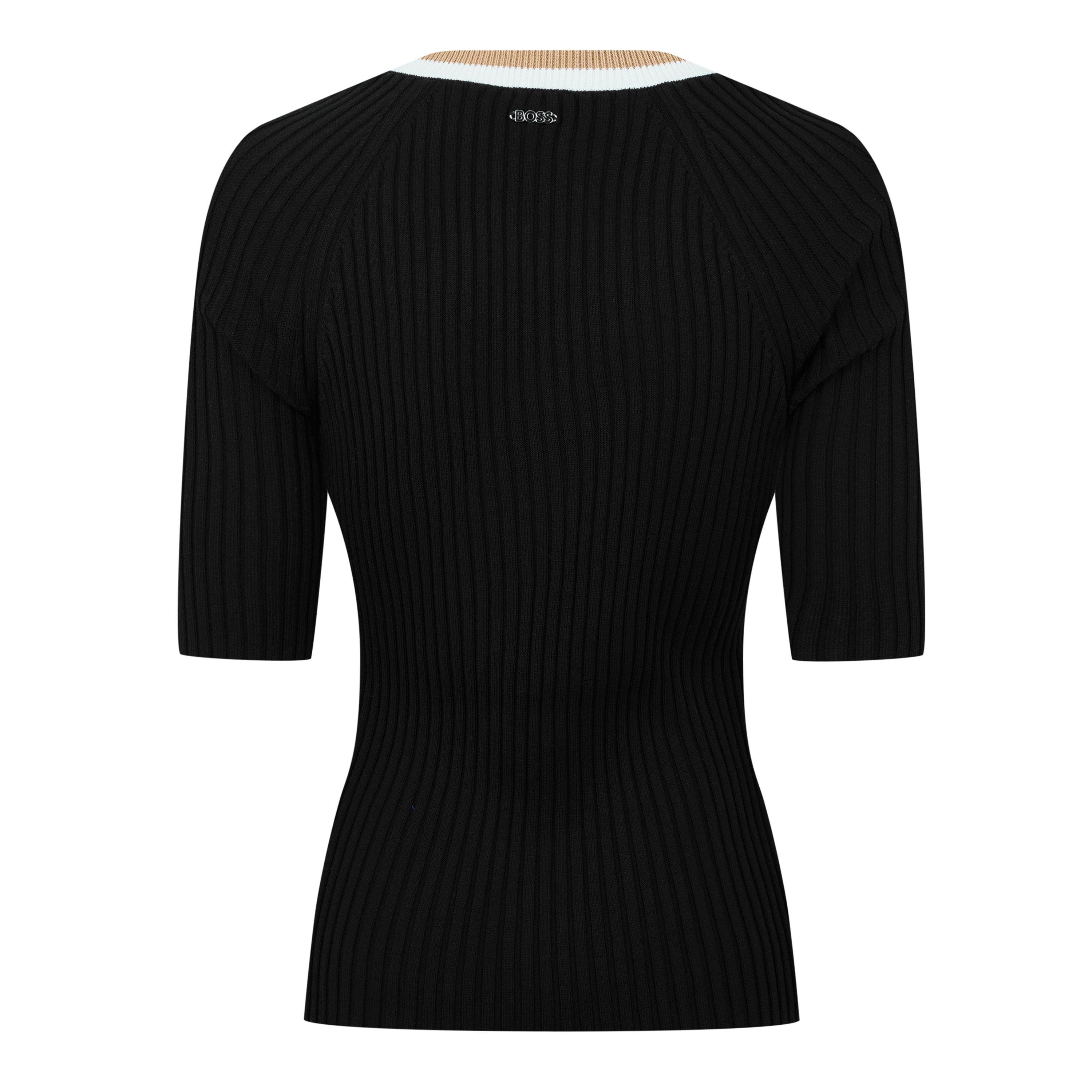 Black - Boss - Women's Ficini Knitted Top, Timeless Ribbed Design - 2