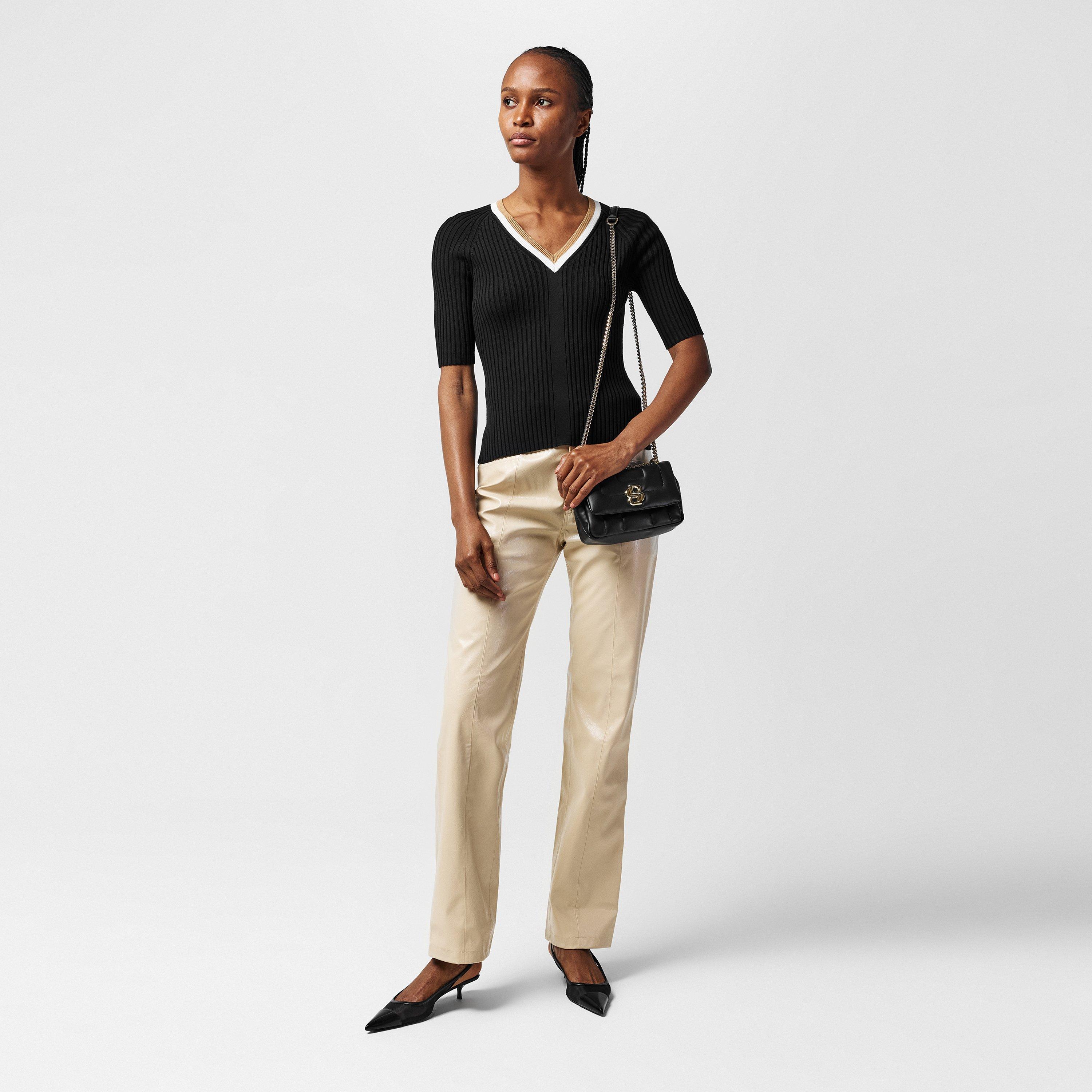 Black - Boss - Women's Ficini Knitted Top, Timeless Ribbed Design - 5