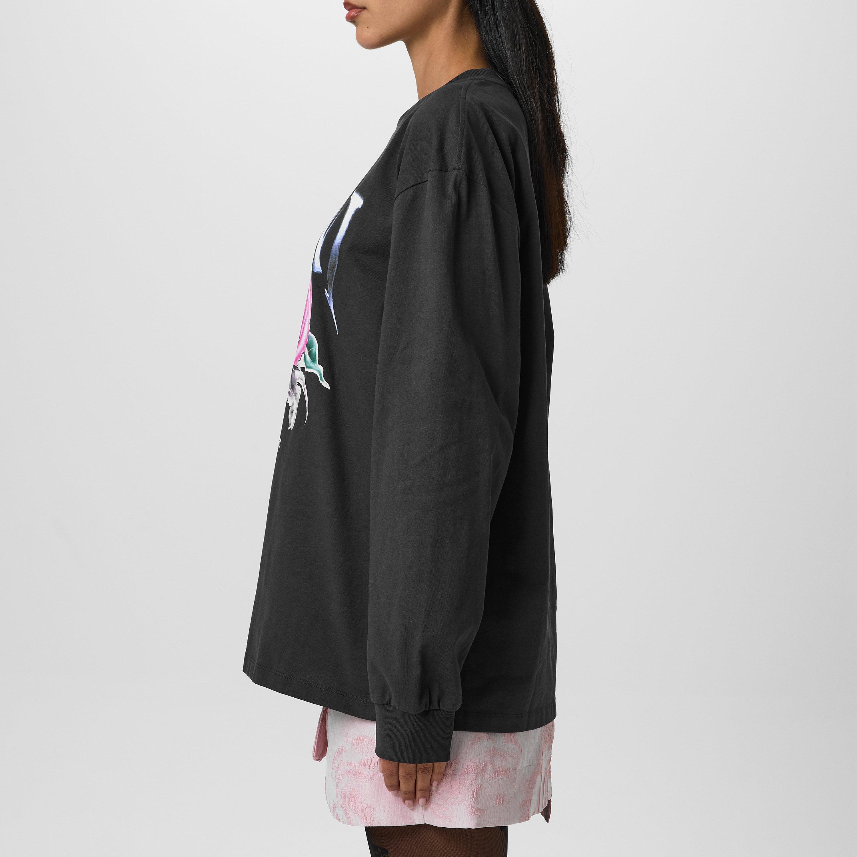 Phantom - Ganni - Rose Print Crew Long-Sleeve T-Shirt - 2