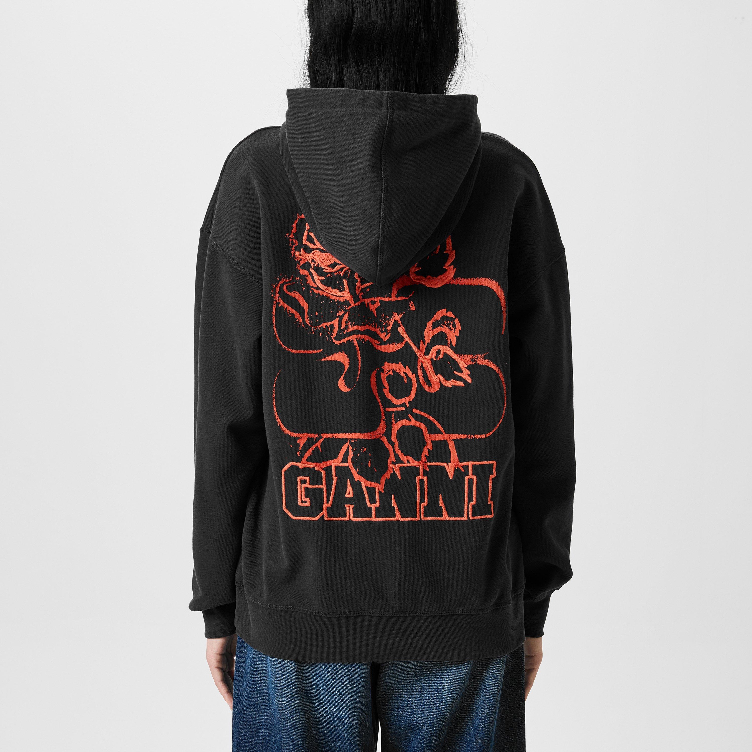 Black - Ganni - Logo Hoodie - 3