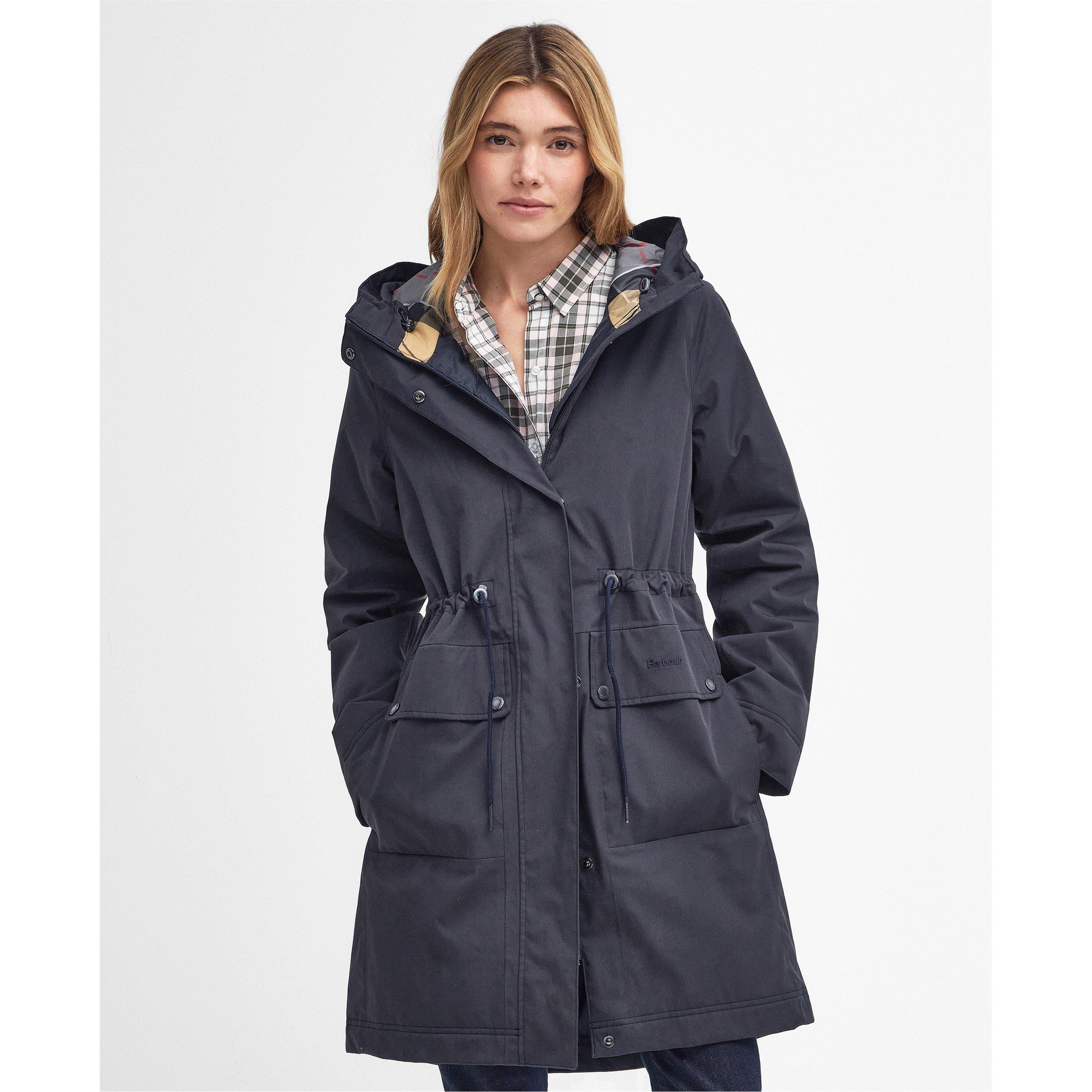 Dark Navy/Dress - Barbour - Women's Bowlees Waterproof Long Sleeve Long Rain Anorak - 1