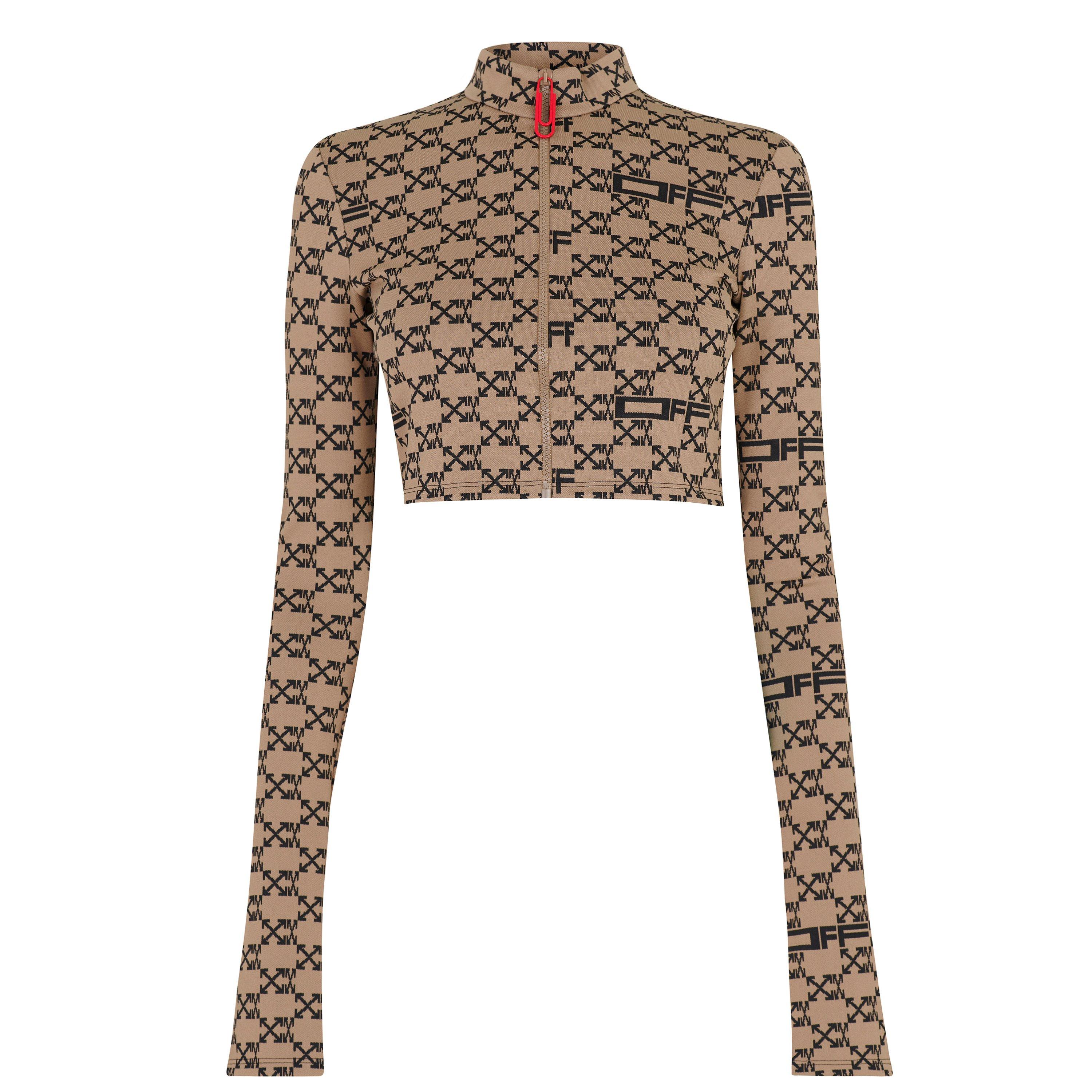 Mono 6010 - Off White - Women's Cropped Mock Neck Long Sleeve Tracksuit Top - 1