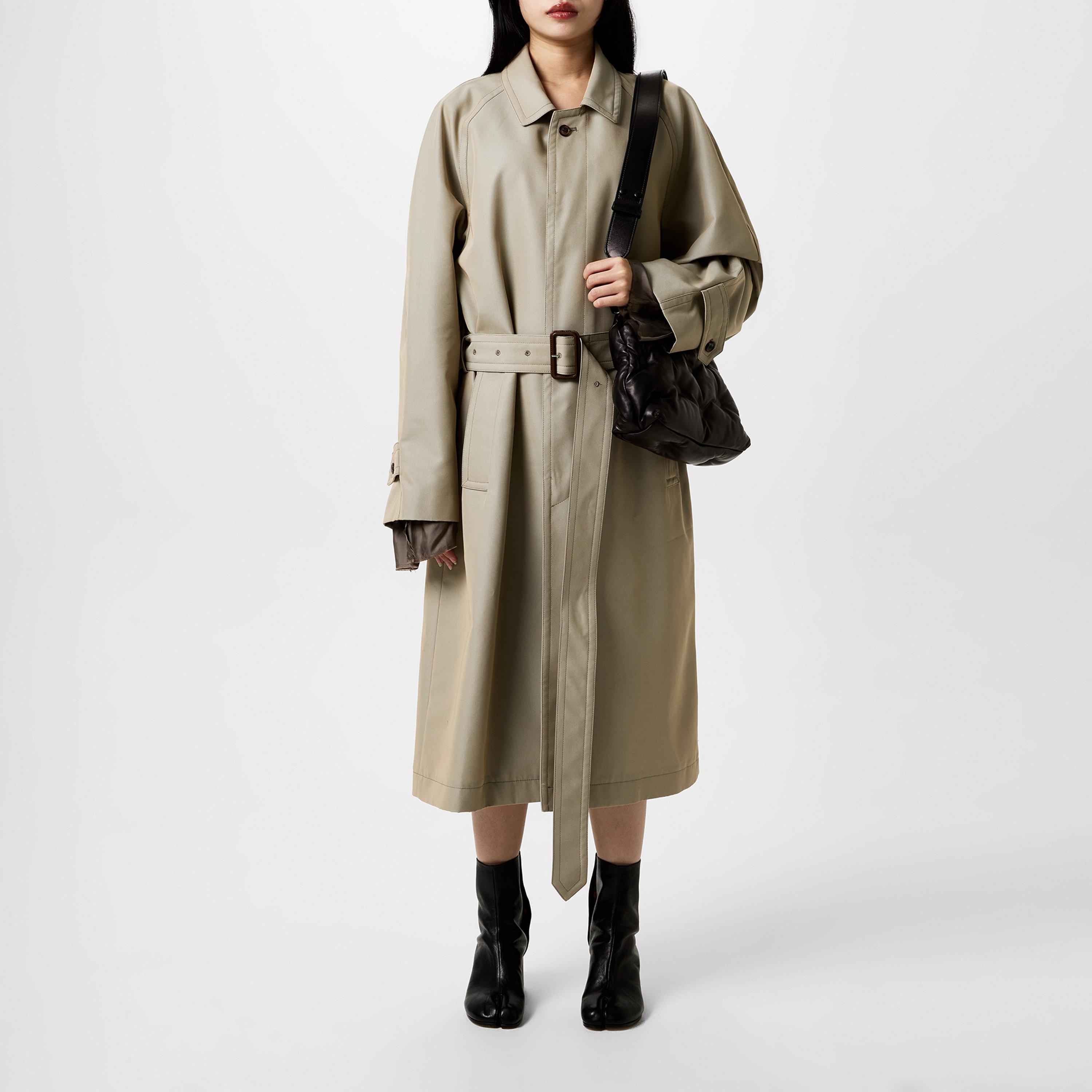 Stone - Maison Margiela - Women's Wool Long Sleeve Belted Trench Coat - 1