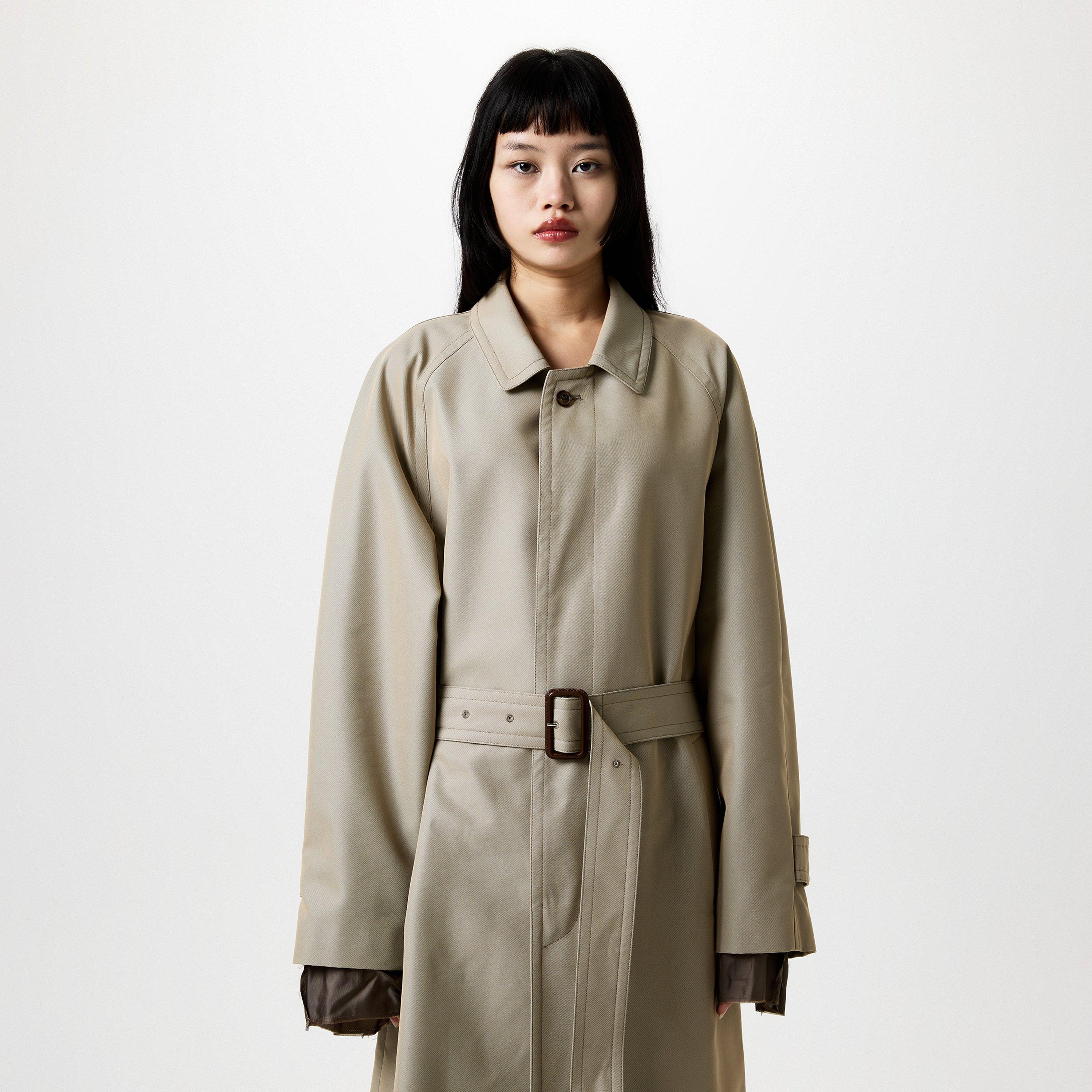 Stone - Maison Margiela - Women's Wool Long Sleeve Belted Trench Coat - 4
