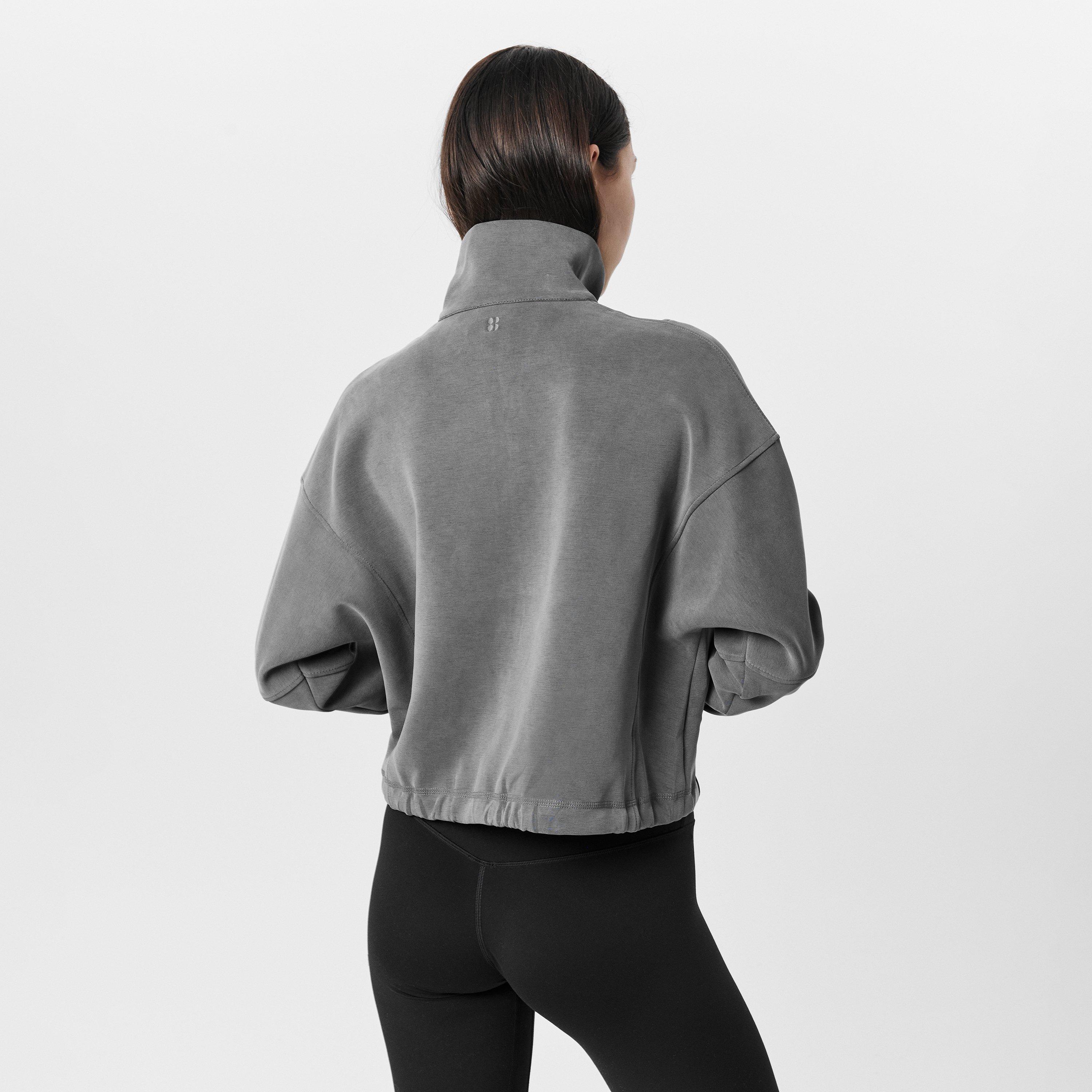 charcoal grey - Sweaty Betty - Women's Funnel Neck Half-Zip Fleece - 3