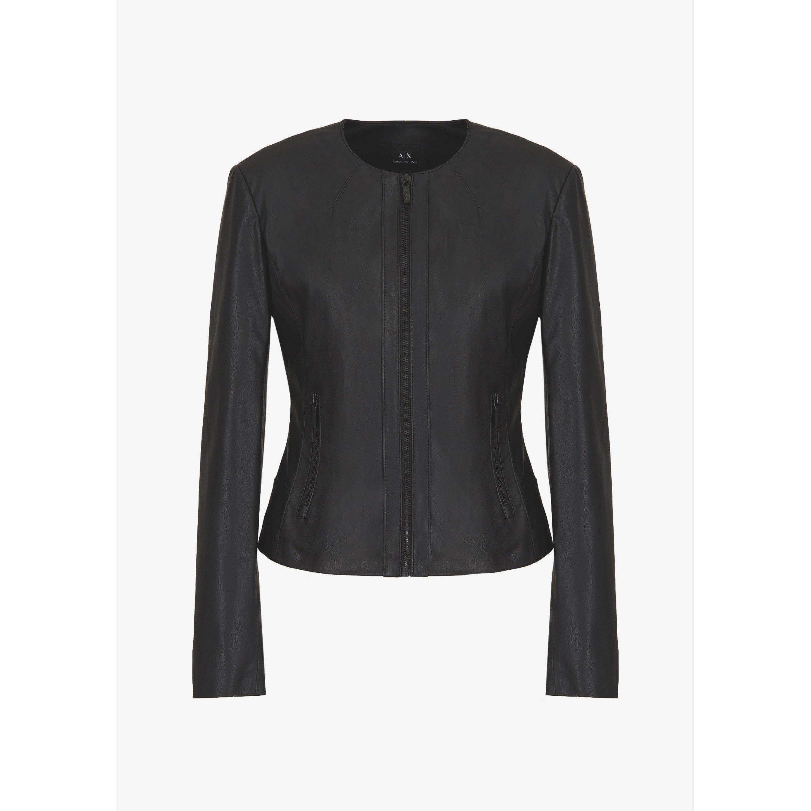 Armani Exchange Women's Faux Leather Long Sleeve Leather Jacket