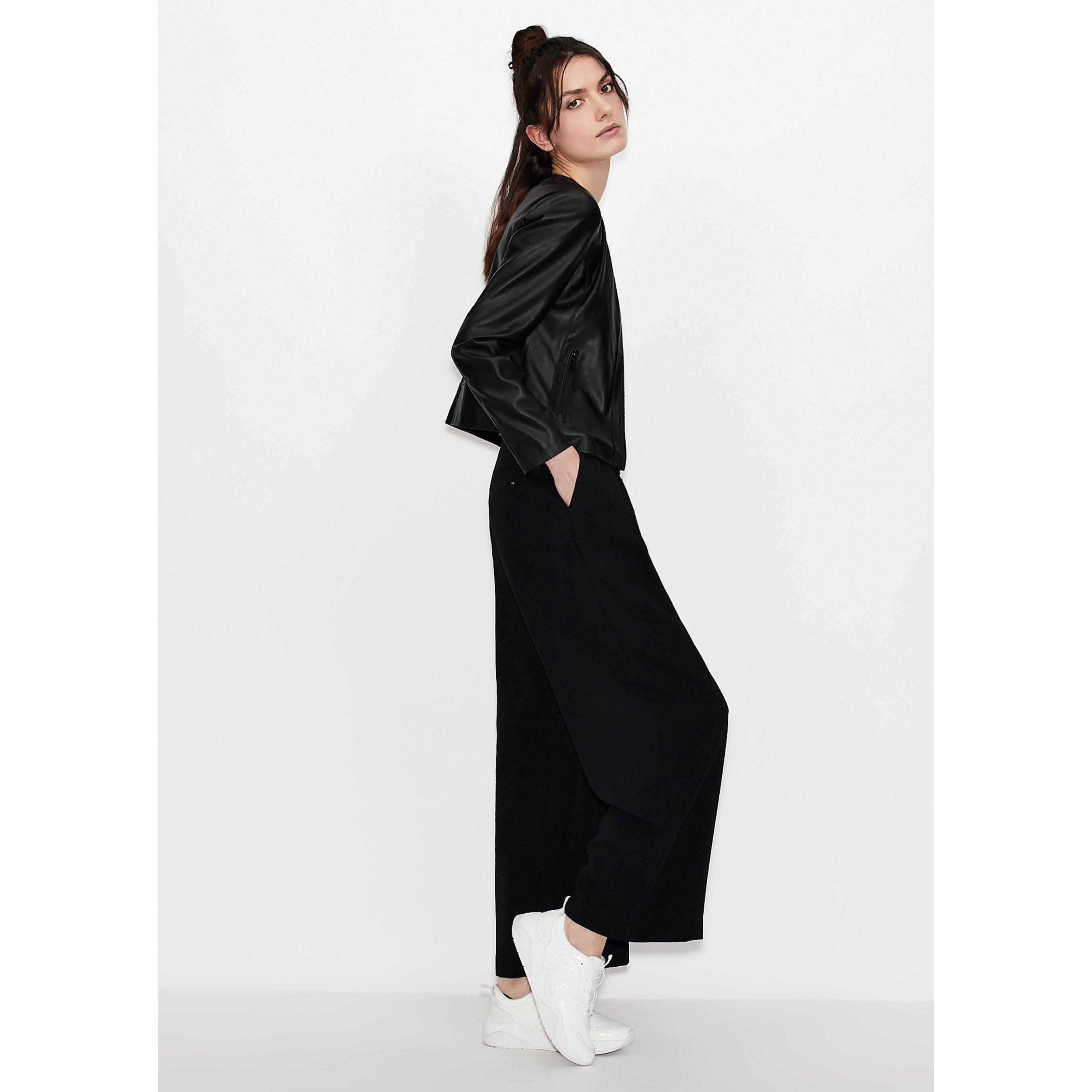 Black 1200 - Armani Exchange - Women's  Faux Leather Long Sleeve Leather Jacket - 4