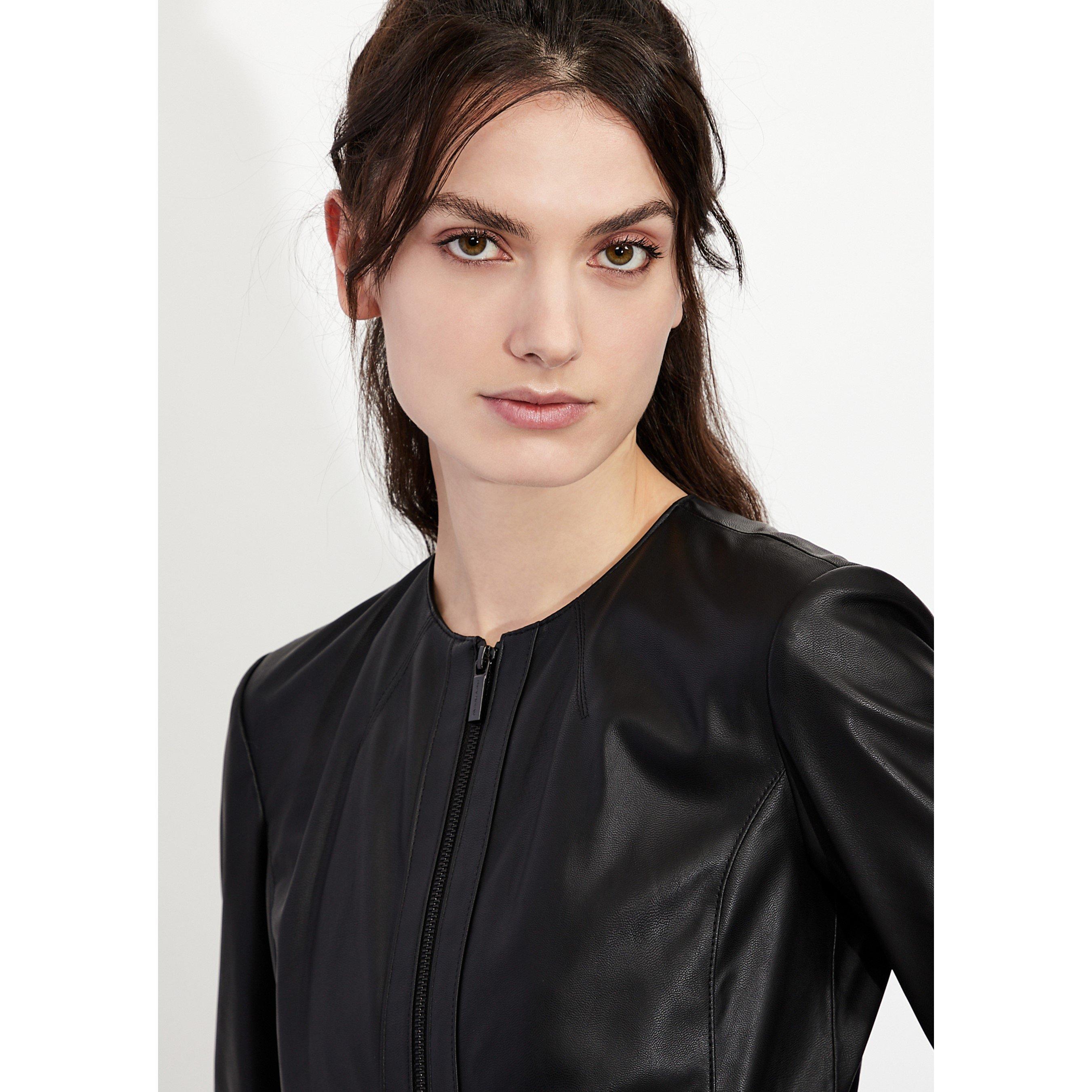 Black 1200 - Armani Exchange - Women's  Faux Leather Long Sleeve Leather Jacket - 5