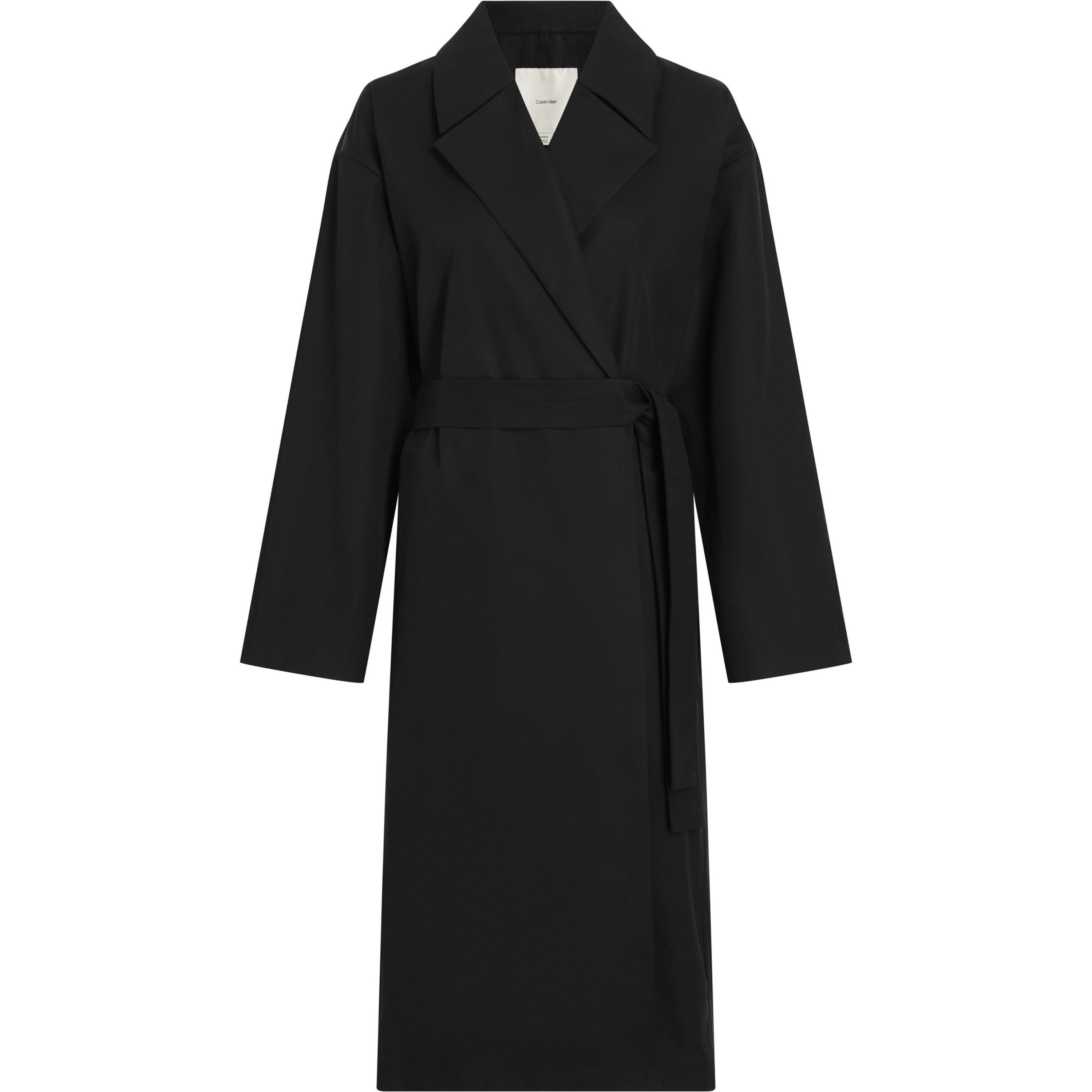 Black Archroma - Calvin Klein - Women's Long Sleeve Cotton Trench Coat - 5