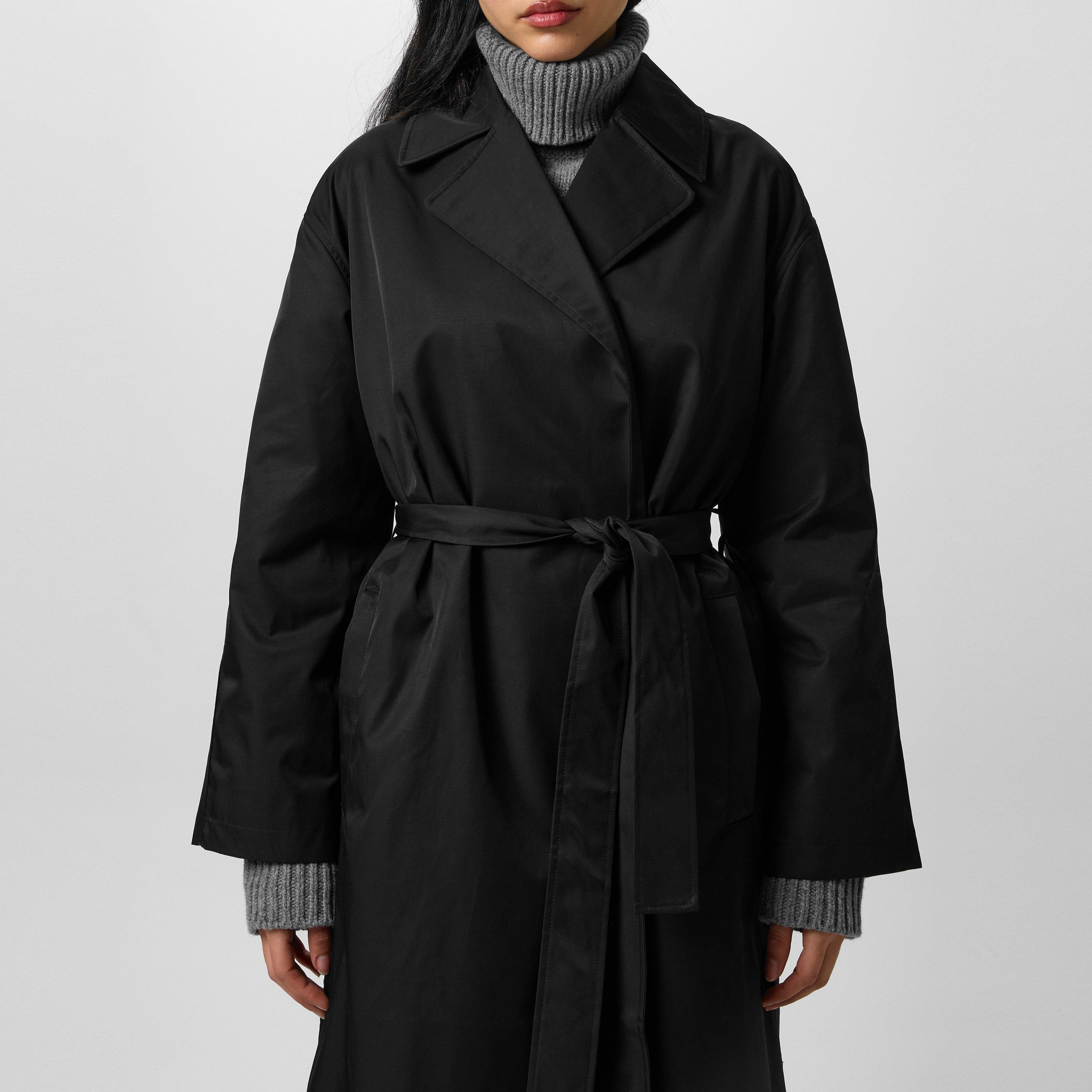Black Archroma - Calvin Klein - Women's Long Sleeve Cotton Trench Coat - 4