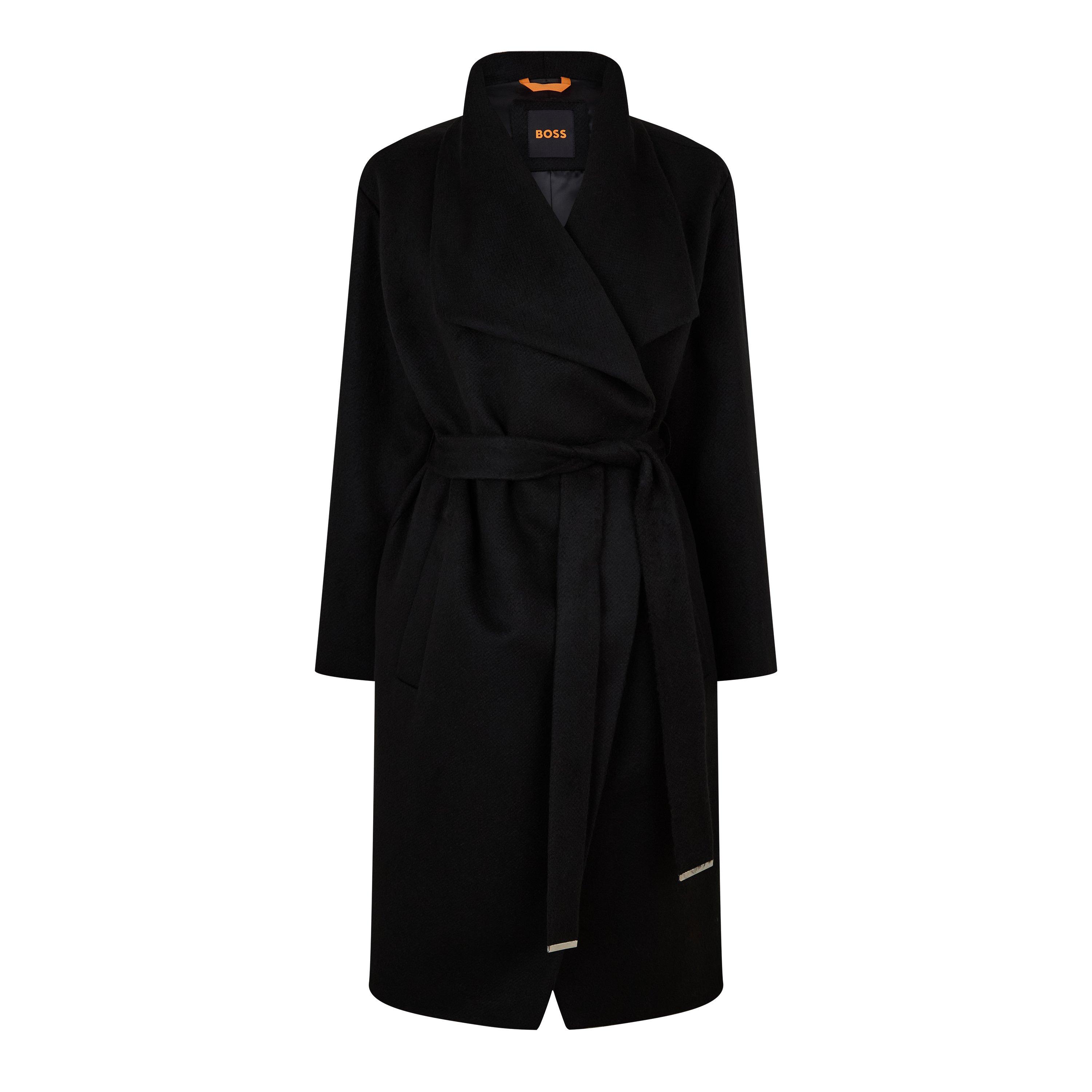 Black 001 - Boss - Women's BOSS Caylina Orange Knee Length Long Sleeve Overcoat - 1
