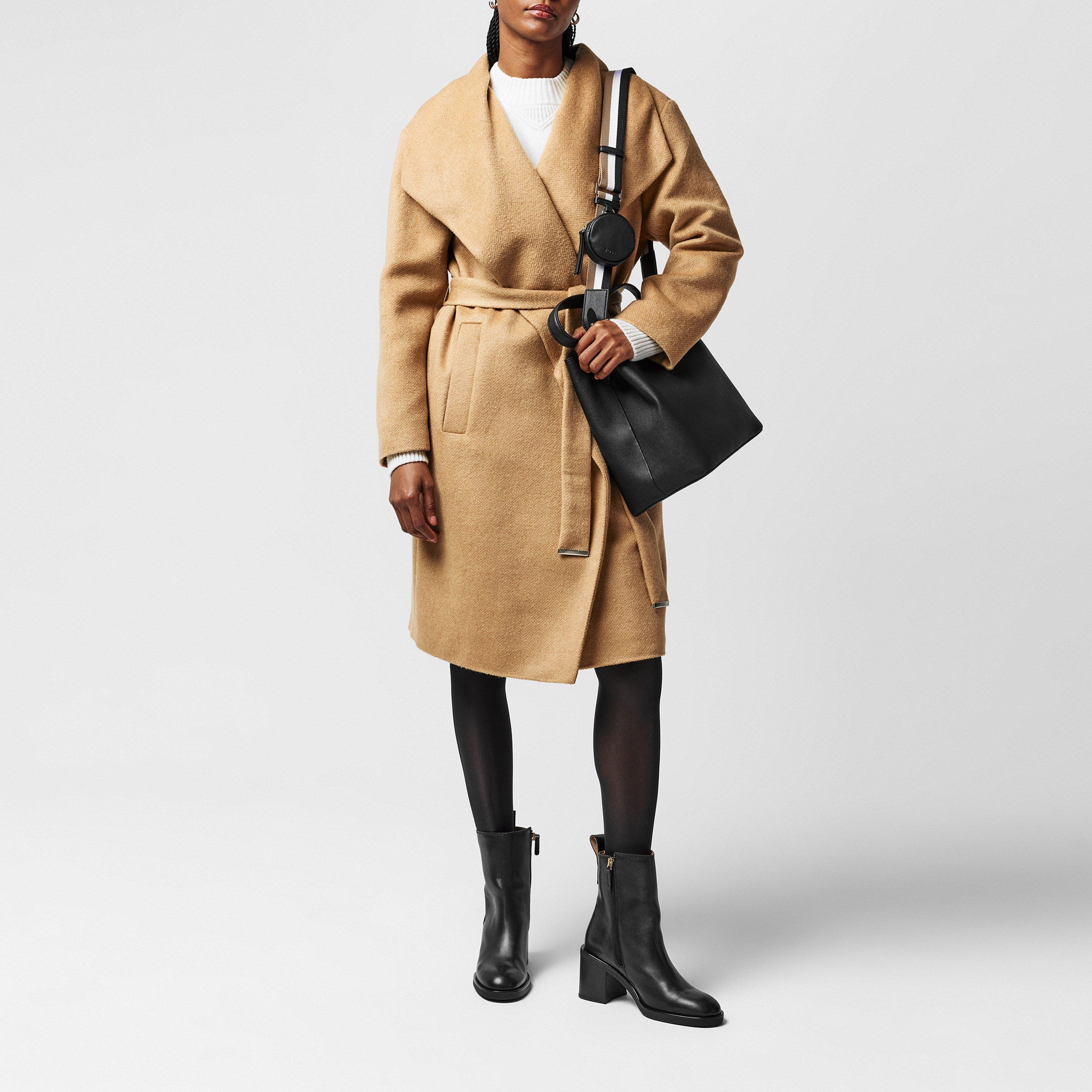Camel 260 - Boss - Women's BOSS Caylina  Orange Knee Length Long Sleeve Overcoat - 3