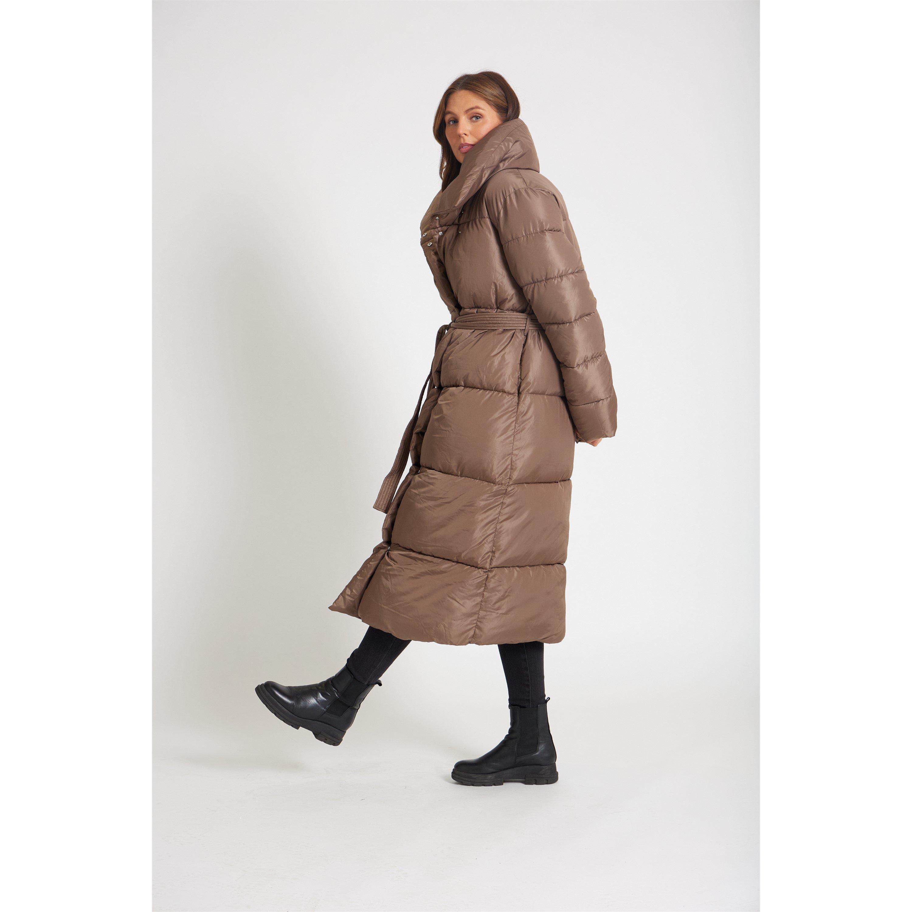 Schokolade - Be You - Wrap Midi Tie Waist Padded Funnel Neck Long Sleeve Overcoat - 5