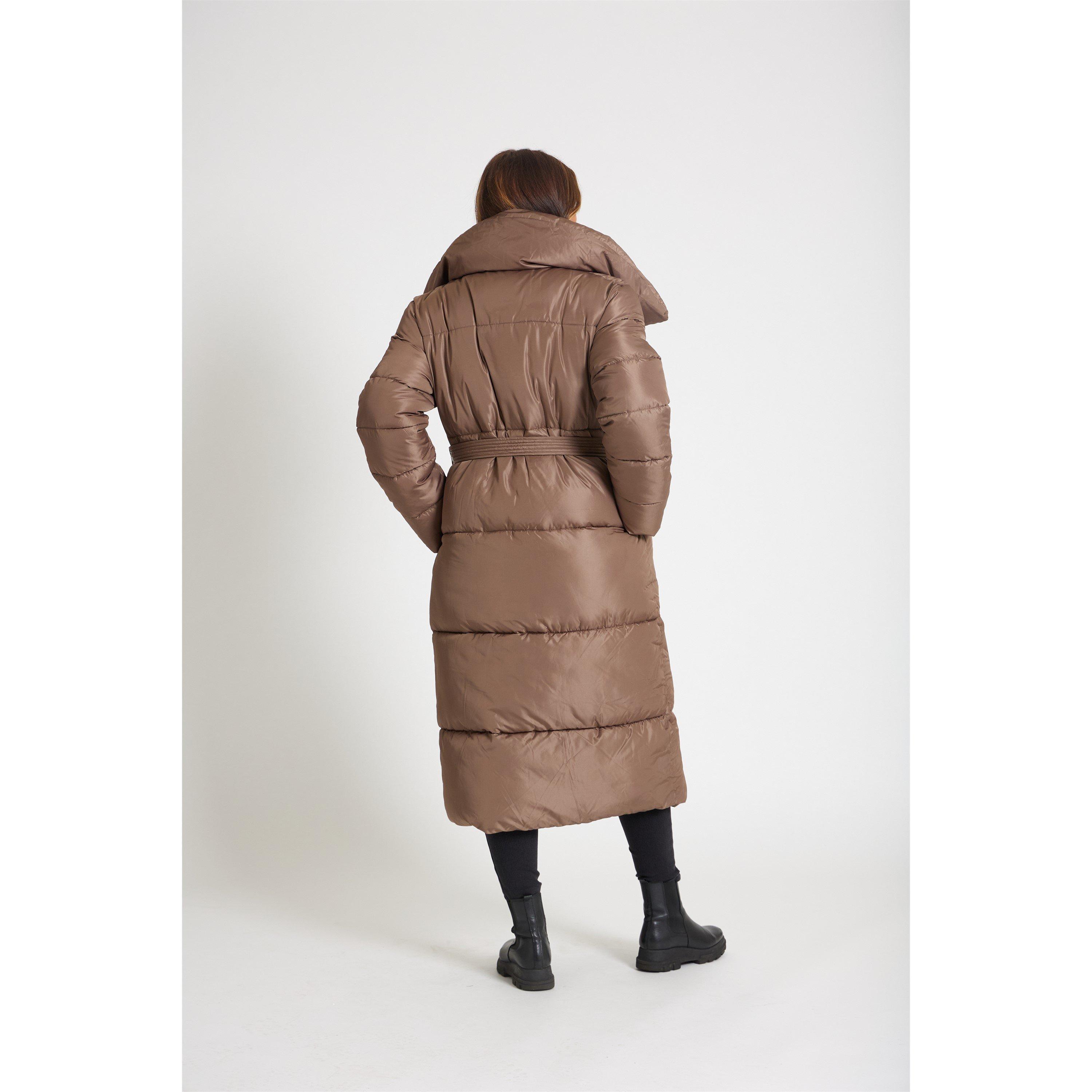 Schokolade - Be You - Wrap Midi Tie Waist Padded Funnel Neck Long Sleeve Overcoat - 3