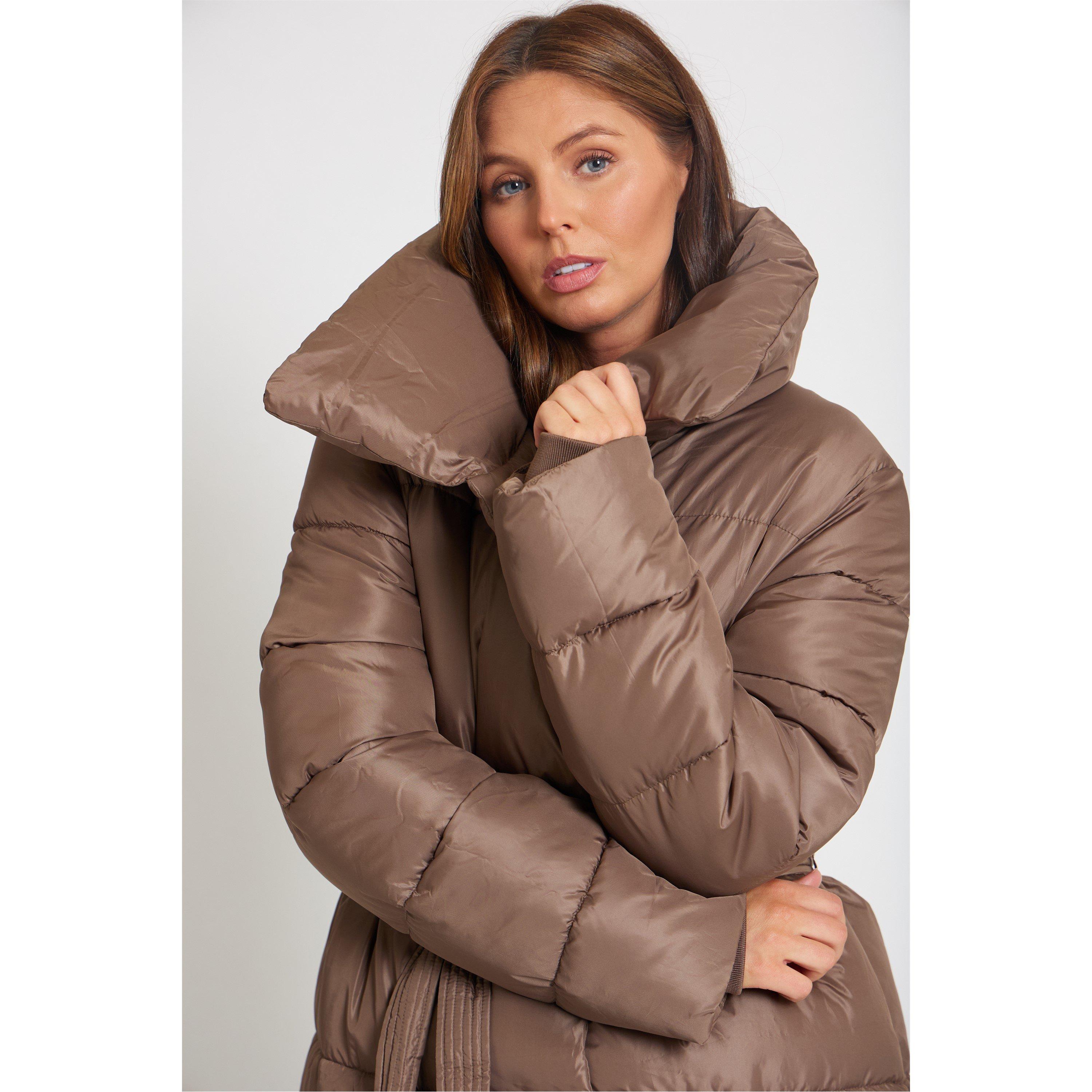 Schokolade - Be You - Wrap Midi Tie Waist Padded Funnel Neck Long Sleeve Overcoat - 4