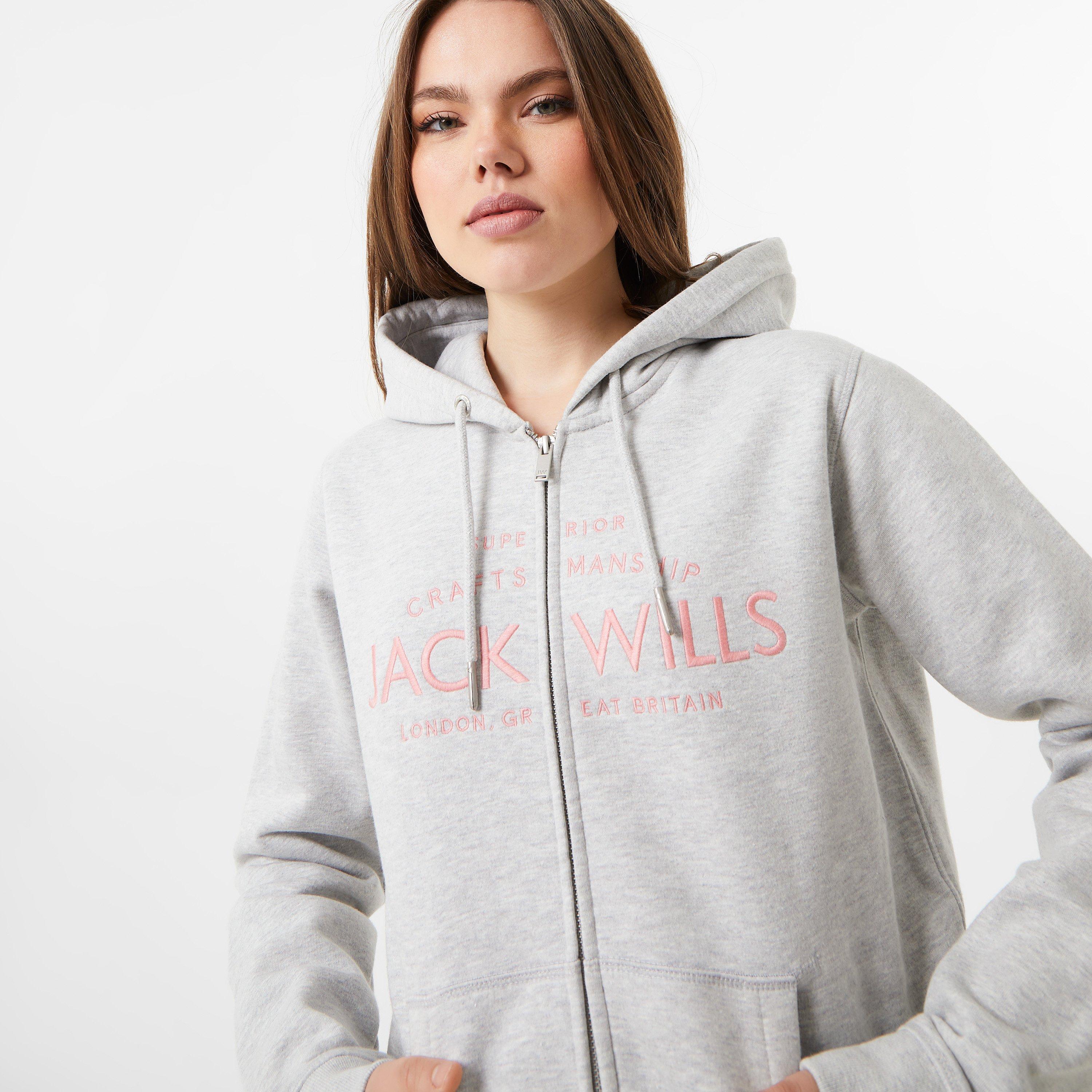 Grey Marl - Jack Wills - Hunston Logo Zip Hoodie - 3