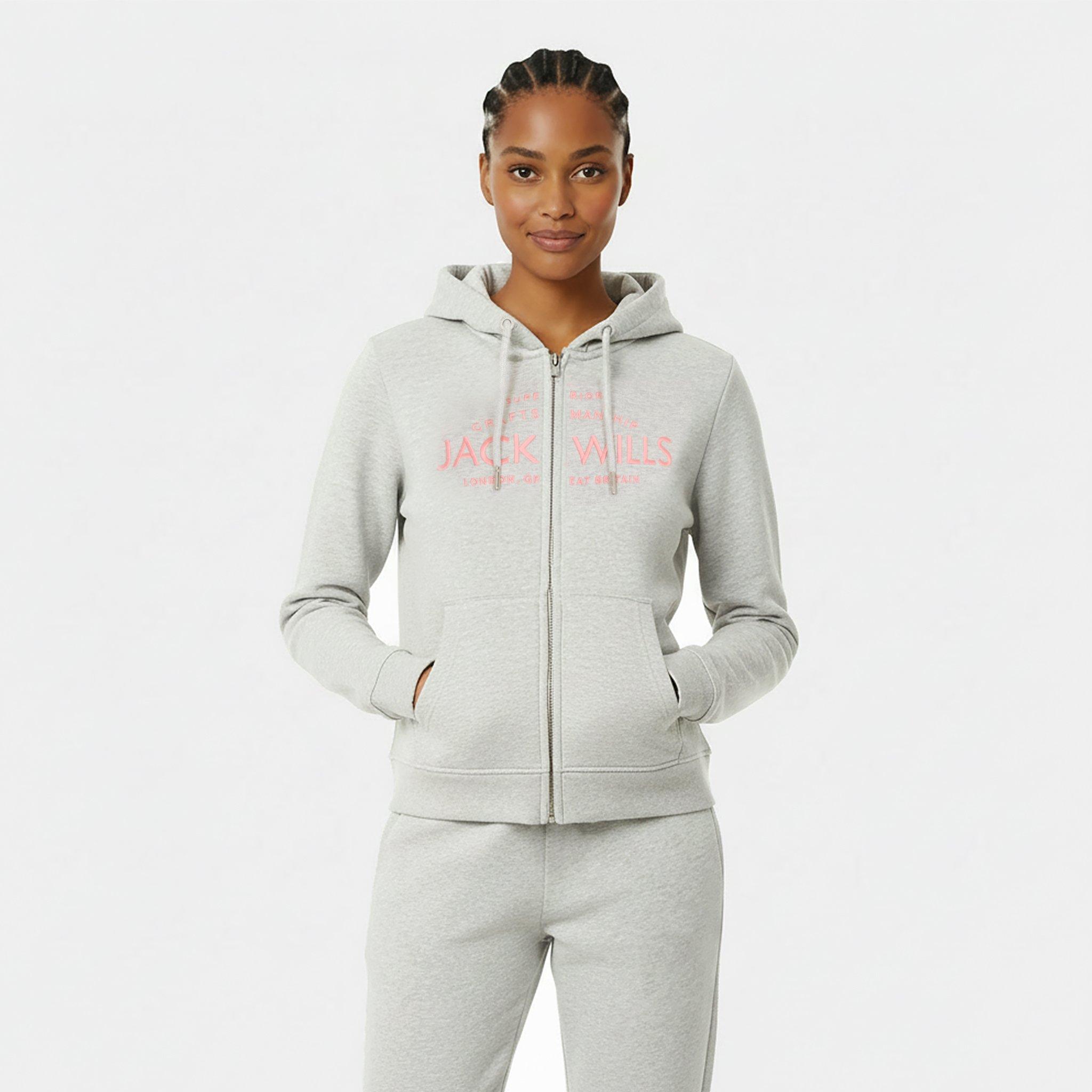 Sweat à capuche femme Jack Wills bleu coton fermeture éclair Sweat à capuche femme Jack Wills bleu coton fermeture éclair