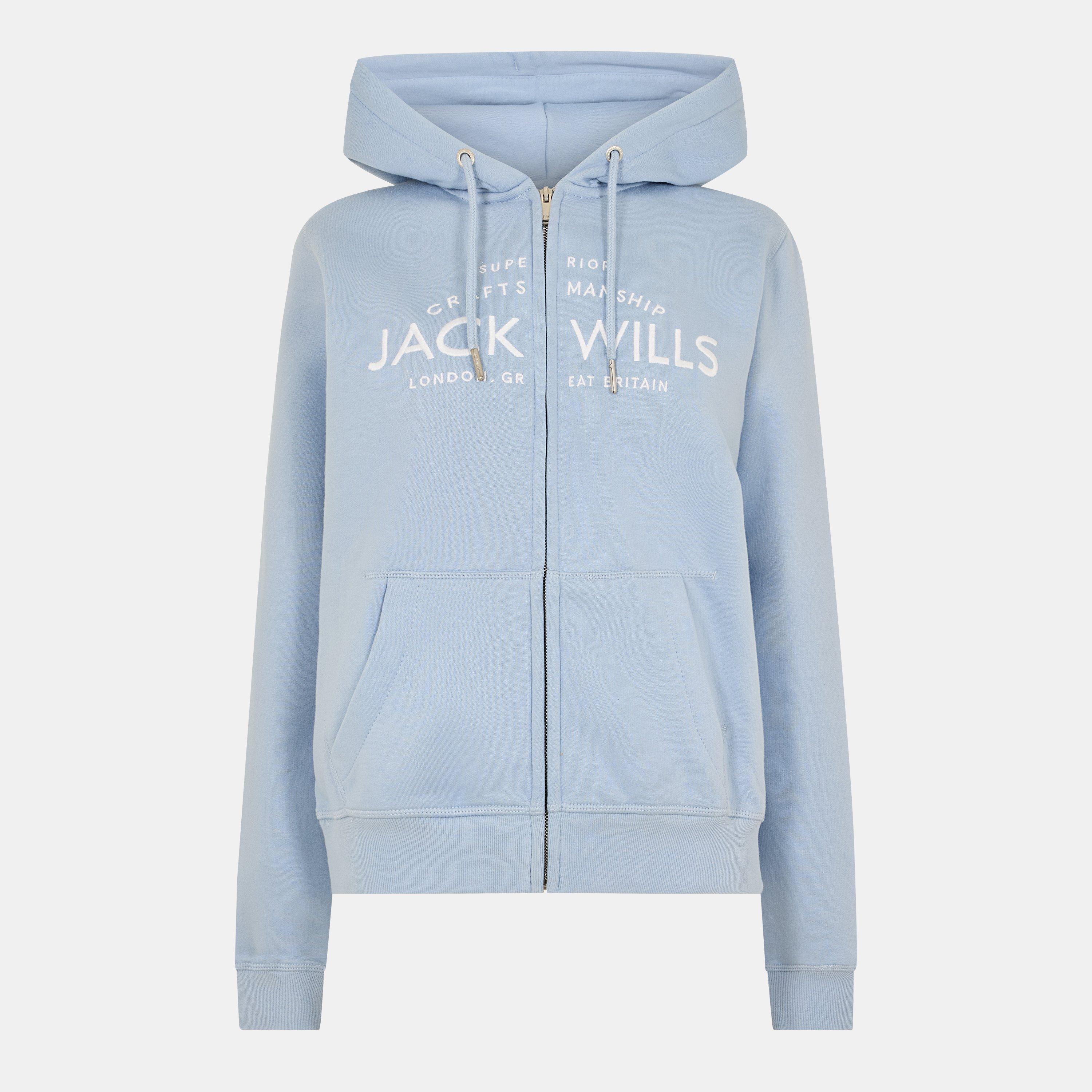 Jack Wills Women's Hunston Logo Zip Hoodie - Soft Blue - 6 (2XS)