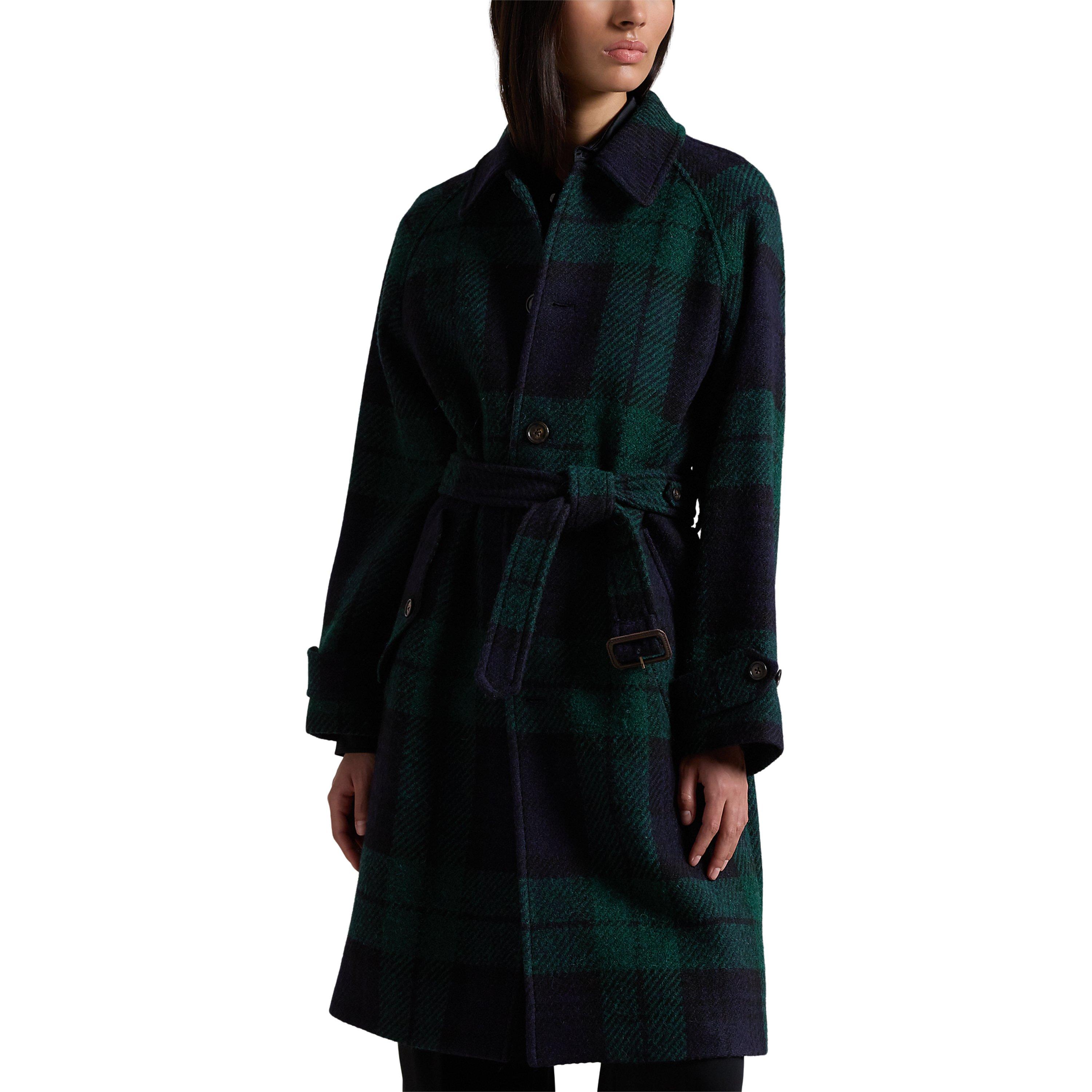 BLCKWTCH TARTN - Polo Ralph Lauren - Women's Belted Plaid Herringbone Wool Long Sleeve Overcoat - 2