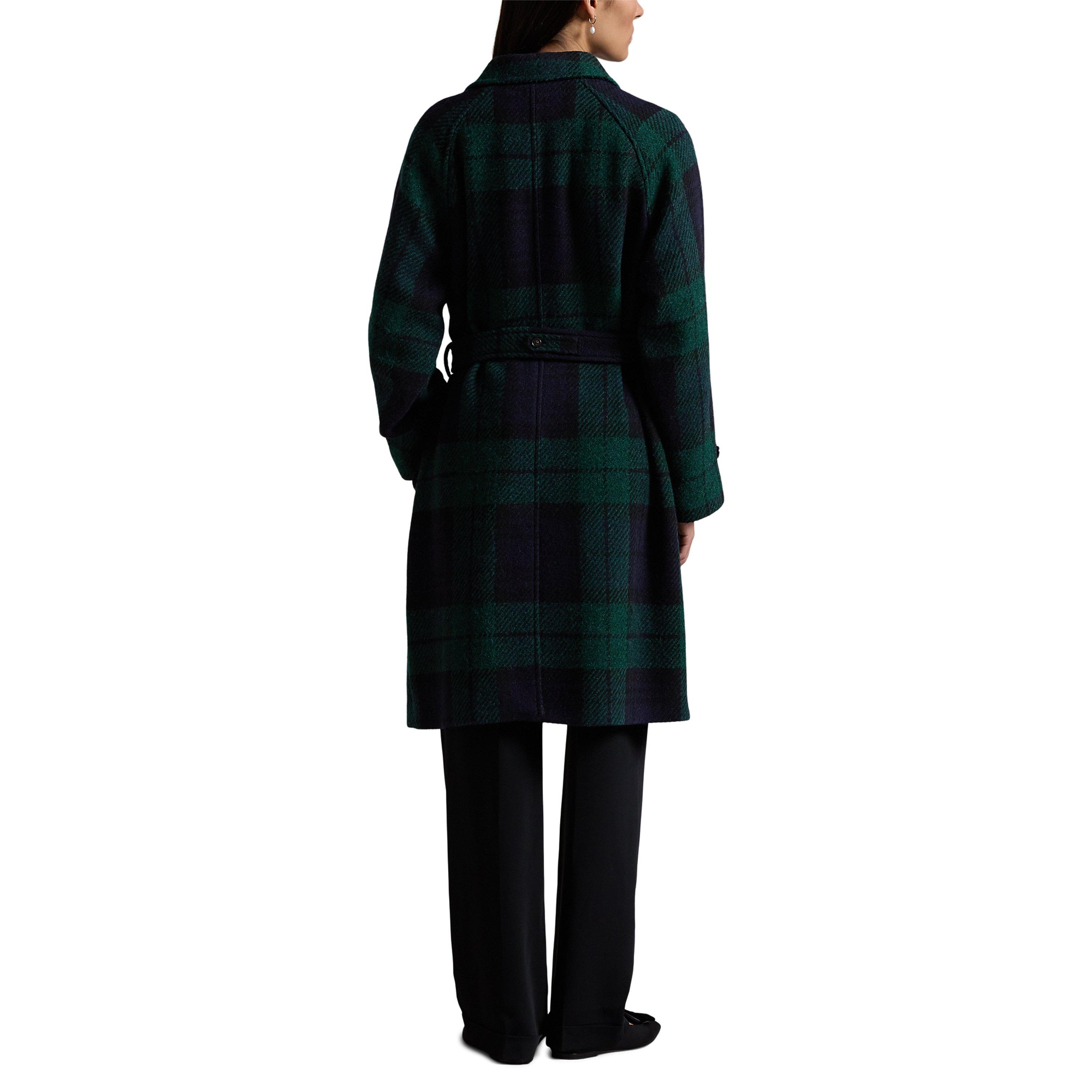 BLCKWTCH TARTN - Polo Ralph Lauren - Women's Belted Plaid Herringbone Wool Long Sleeve Overcoat - 3