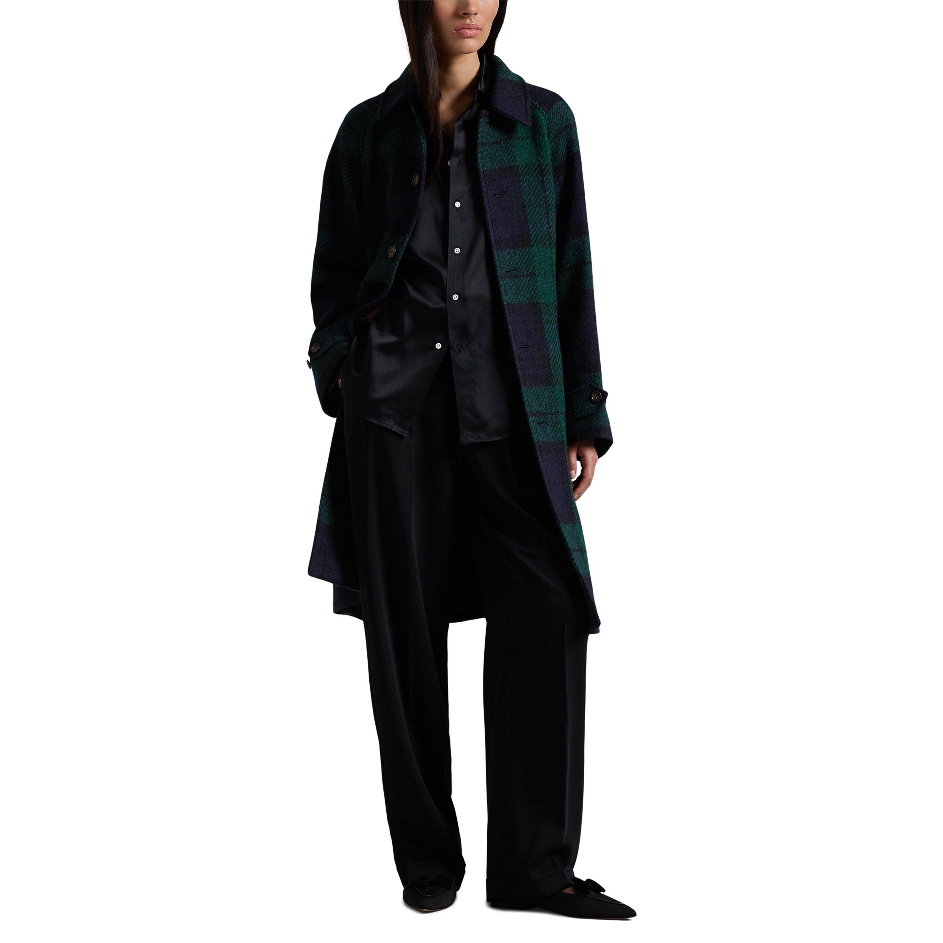 BLCKWTCH TARTN - Polo Ralph Lauren - Women's Belted Plaid Herringbone Wool Long Sleeve Overcoat - 4
