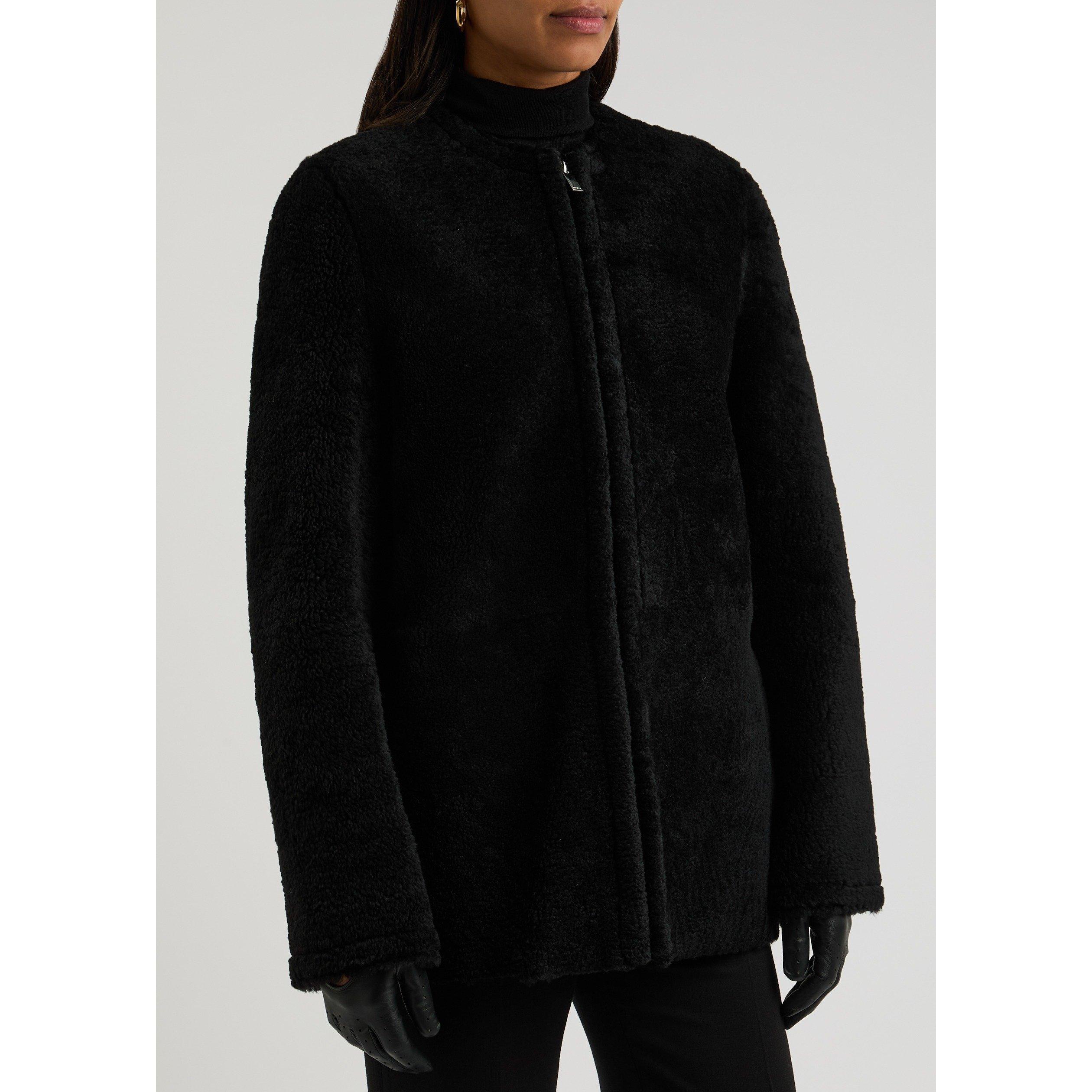 BLACK - Toteme - ZIPPED TEDDY SHEARLING COAT - 2
