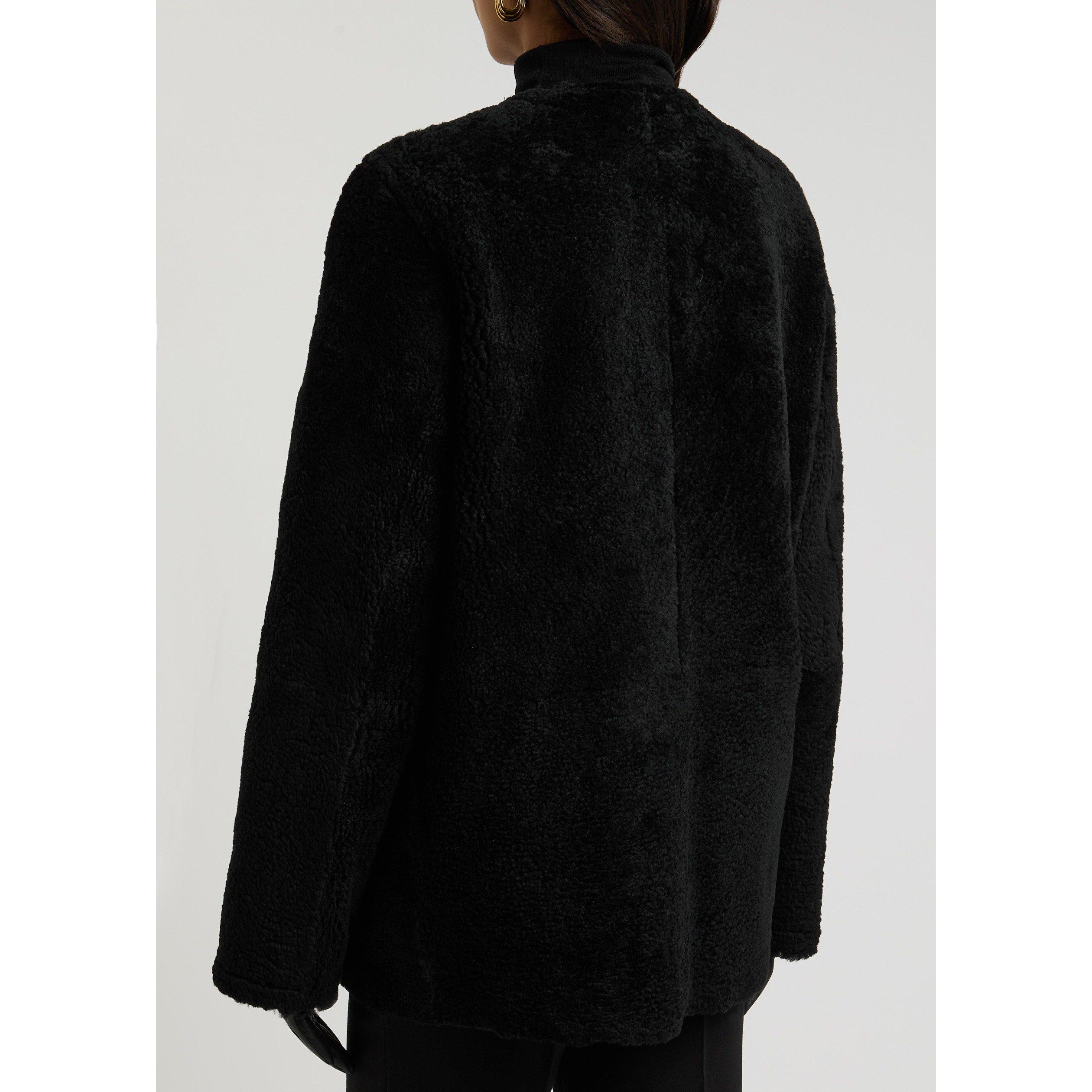 BLACK - Toteme - ZIPPED TEDDY SHEARLING COAT - 3