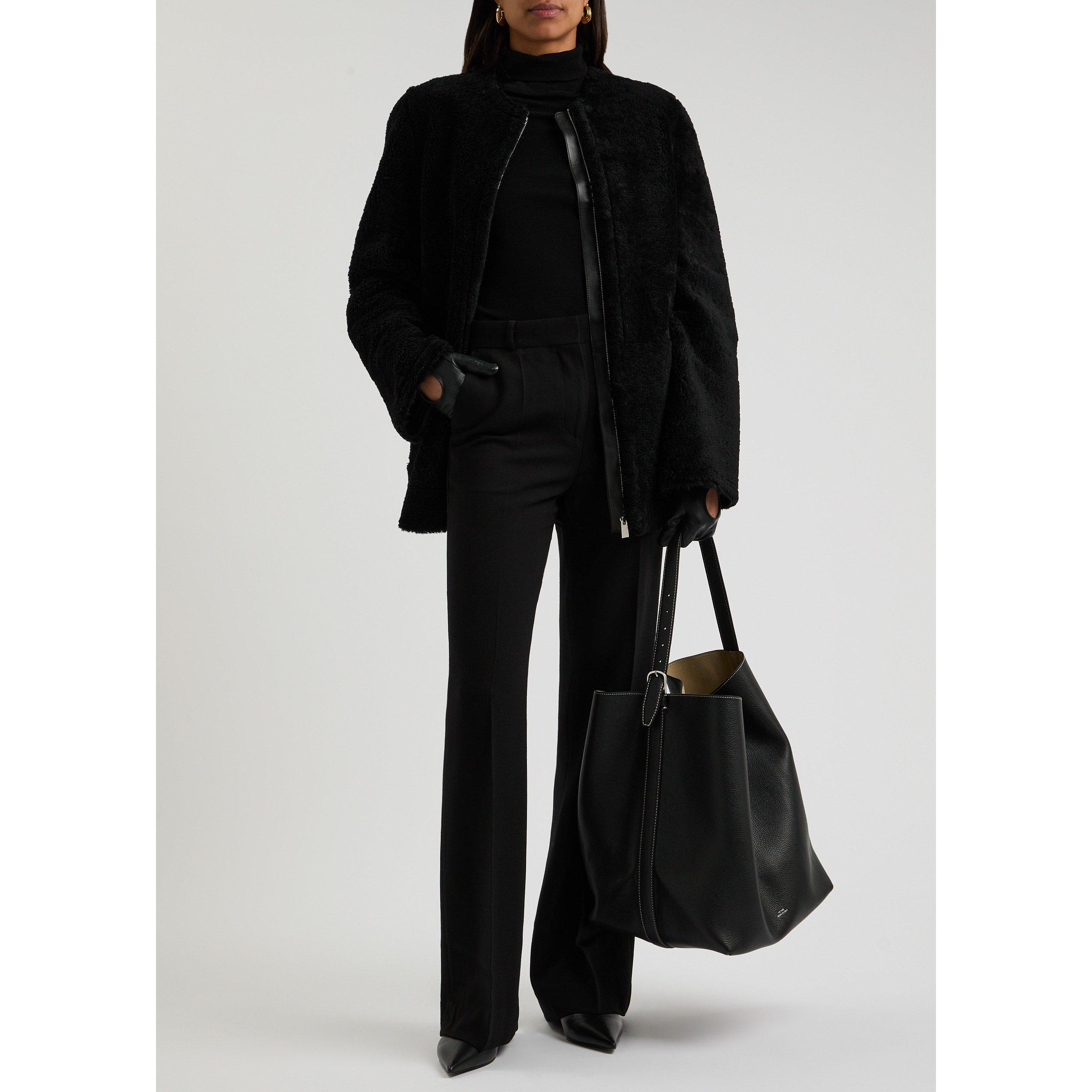 BLACK - Toteme - ZIPPED TEDDY SHEARLING COAT - 5