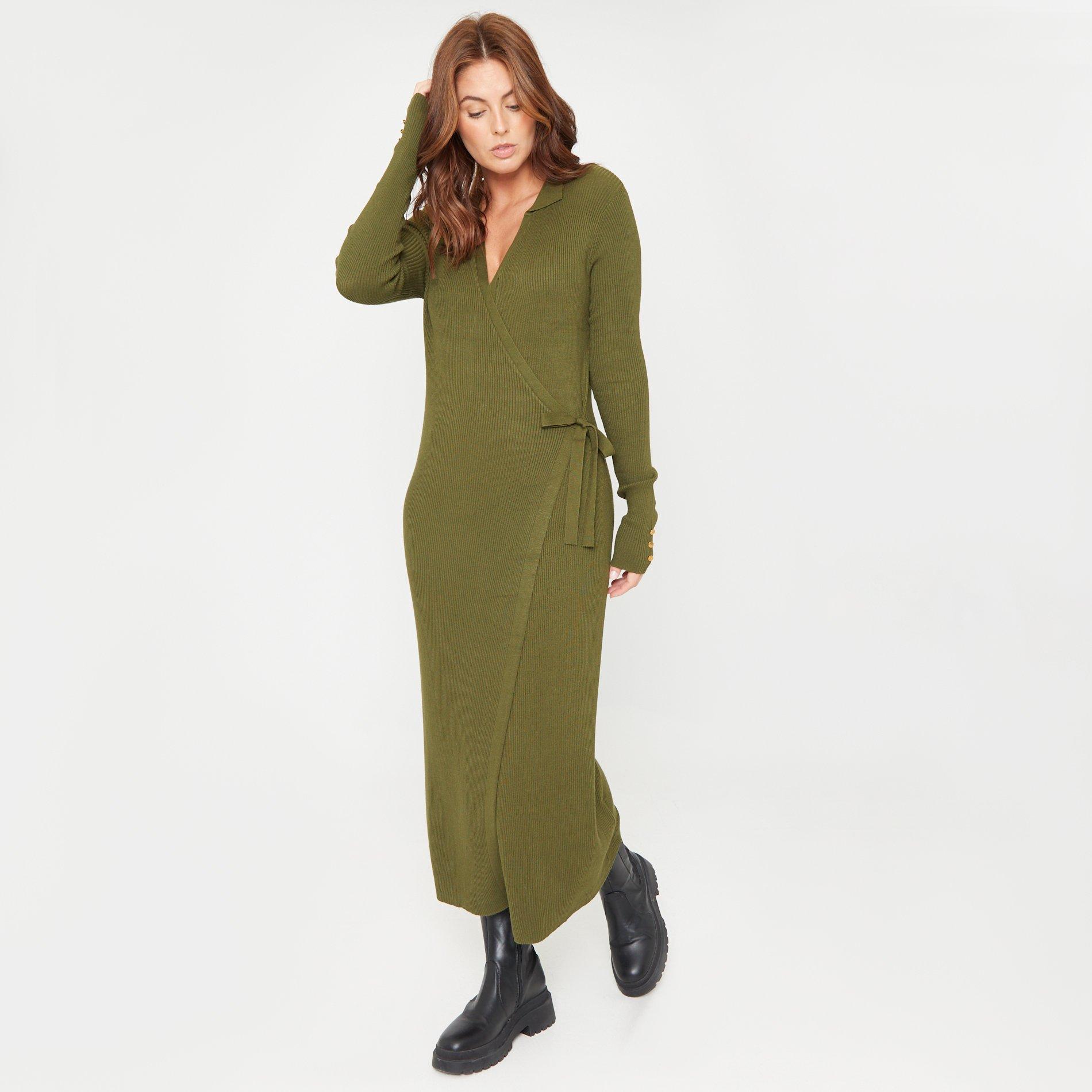 Kaki - Be You - Women's Knitted Jumper Dress - 1