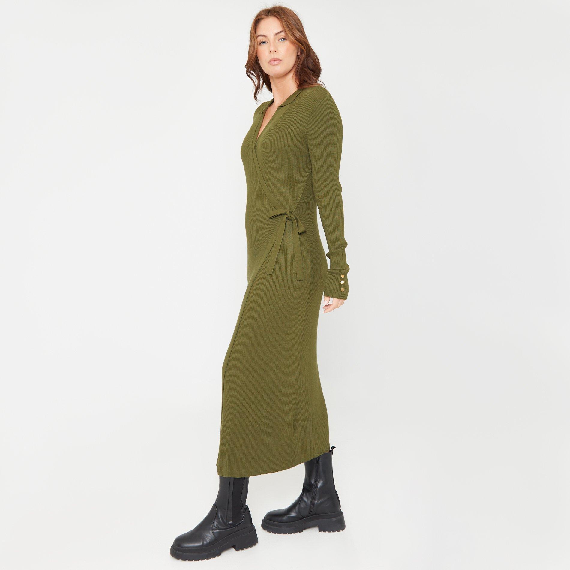 Khaki - Be You - Knitted Jumper Dress - 2
