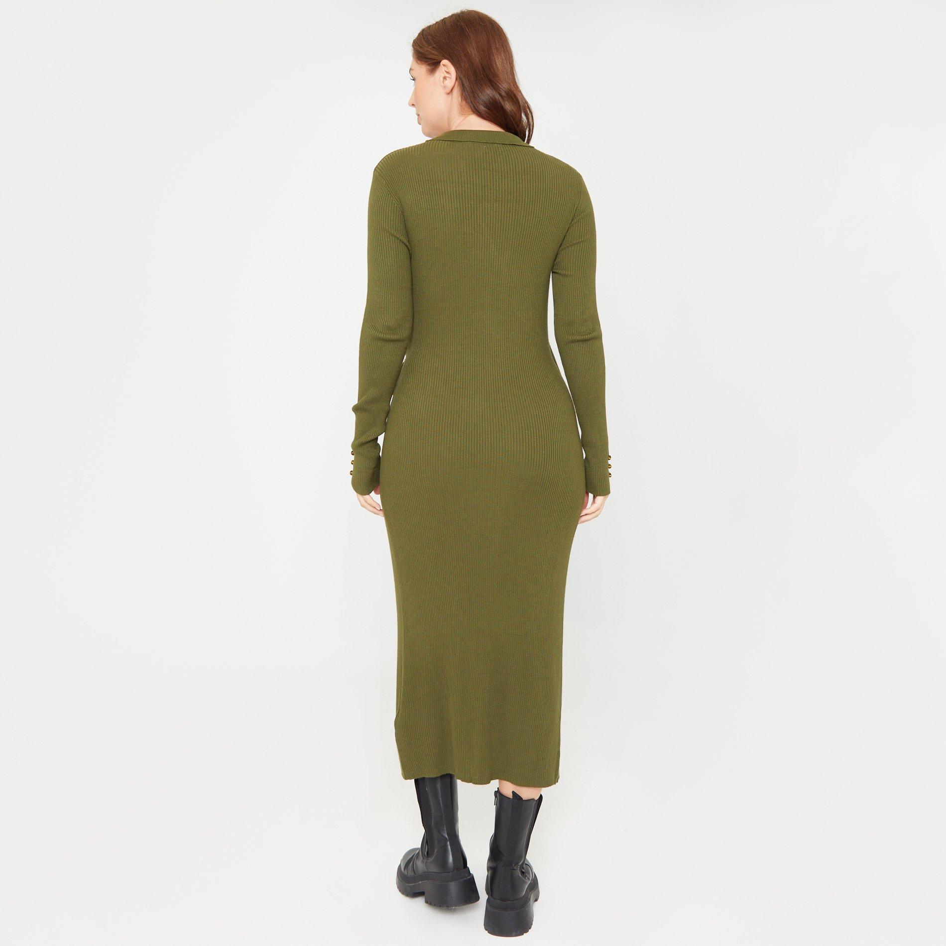 Khaki - Be You - Knitted Jumper Dress - 3