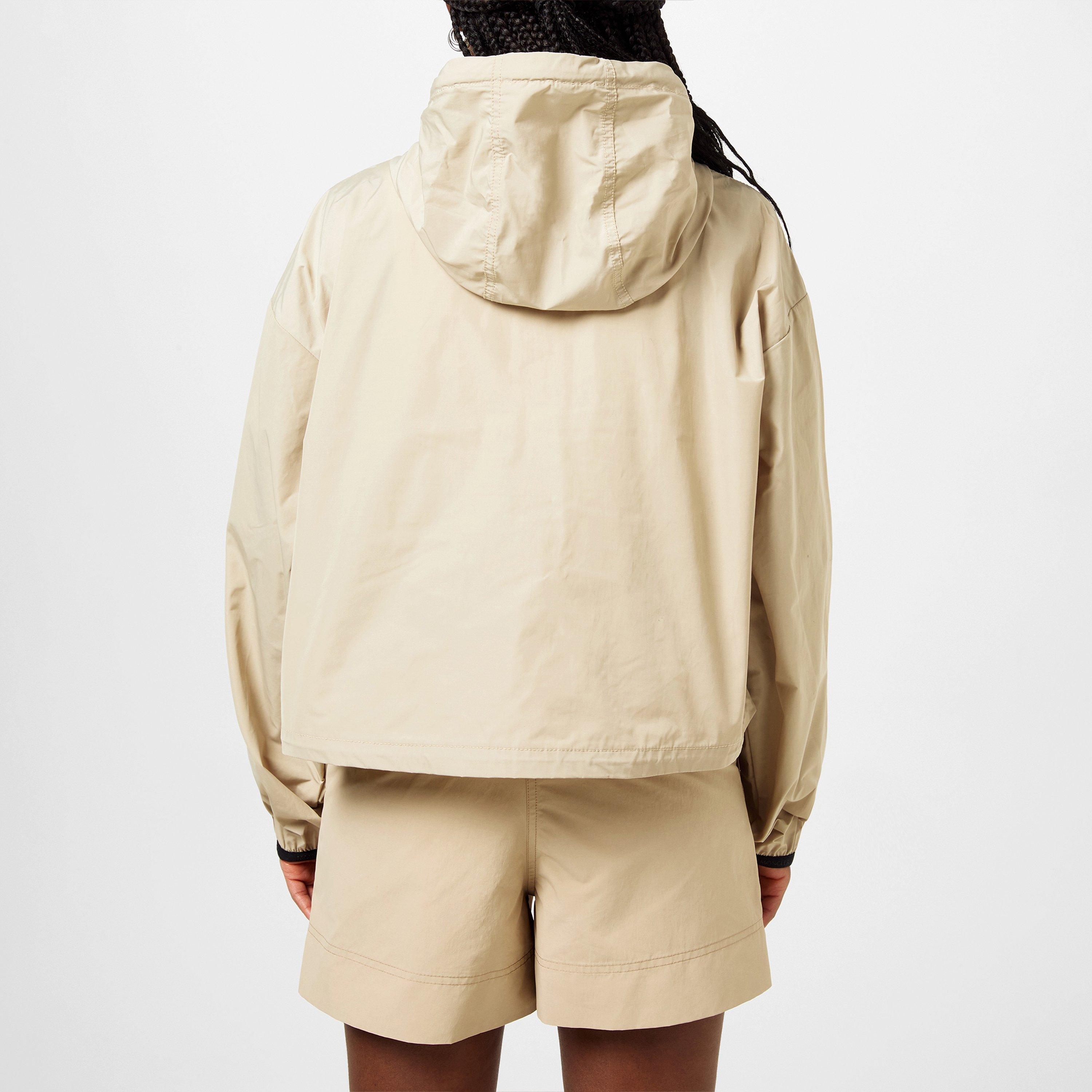 Beige 20J - Moncler - Women's Leda Water Resistant Cropped Hooded Long Sleeve Oversized Fit Parka - 2