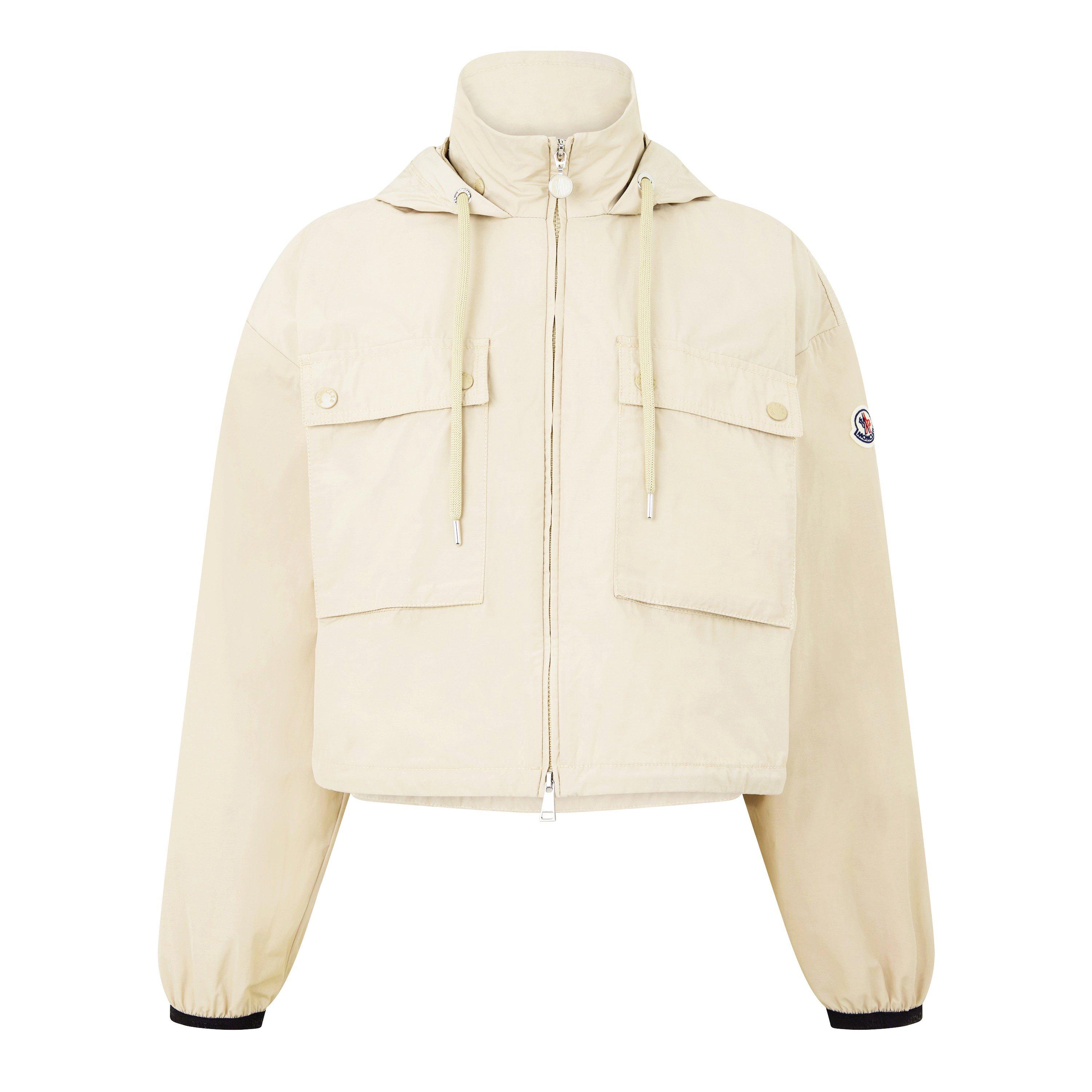 Beige 20J - Moncler - Women's Leda Water Resistant Cropped Hooded Long Sleeve Oversized Fit Parka - 4