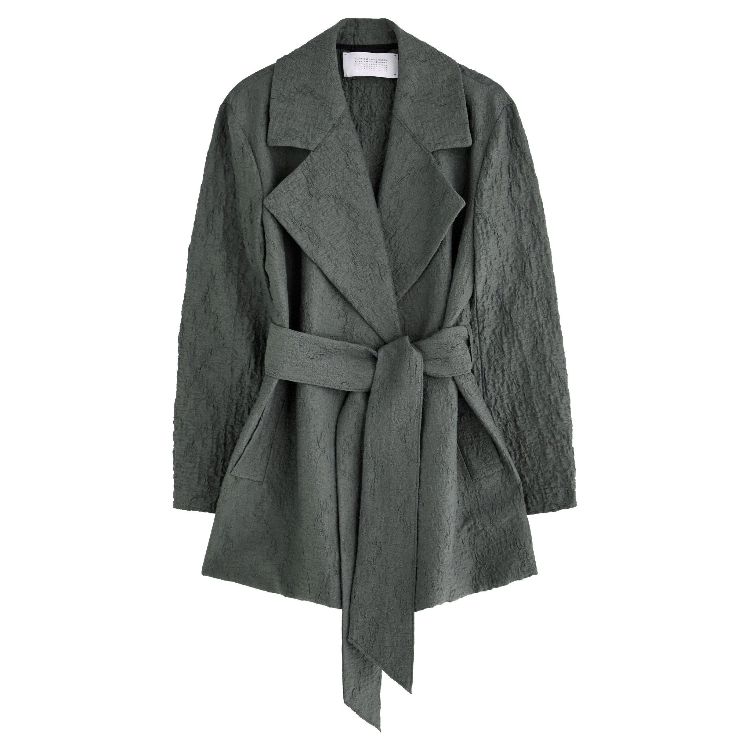 DARK GREY - Harris Wharf London - J BELTED CLUTCH CRINKLE JACKET