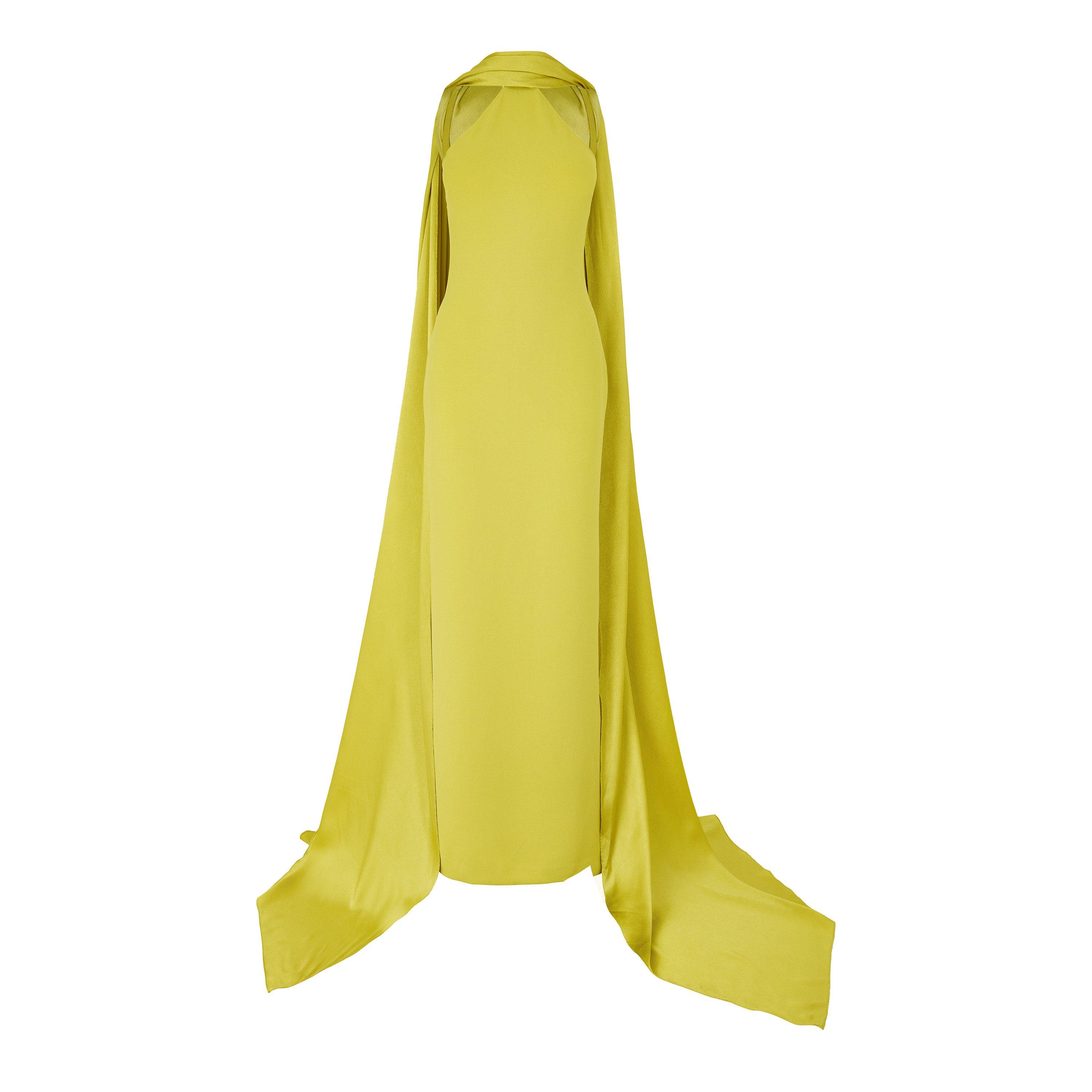 YELLOW - Roland Mouret - Women's Viscose Sleeveless Draped Midi Jumper Dress - 1