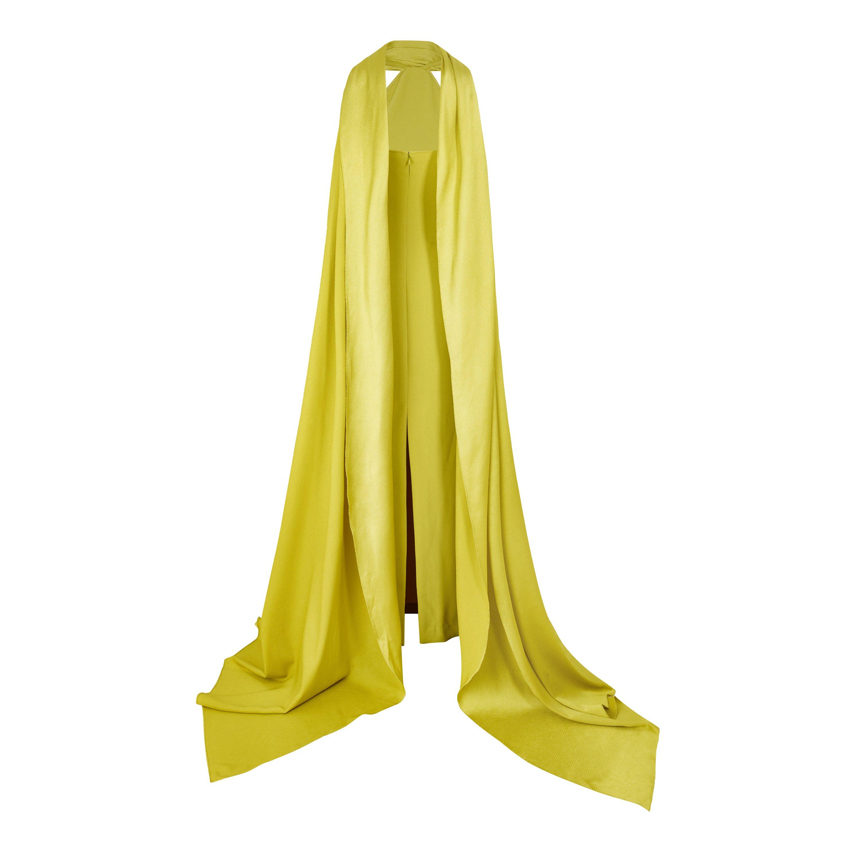 YELLOW - Roland Mouret - Women's Viscose Sleeveless Draped Midi Jumper Dress - 2