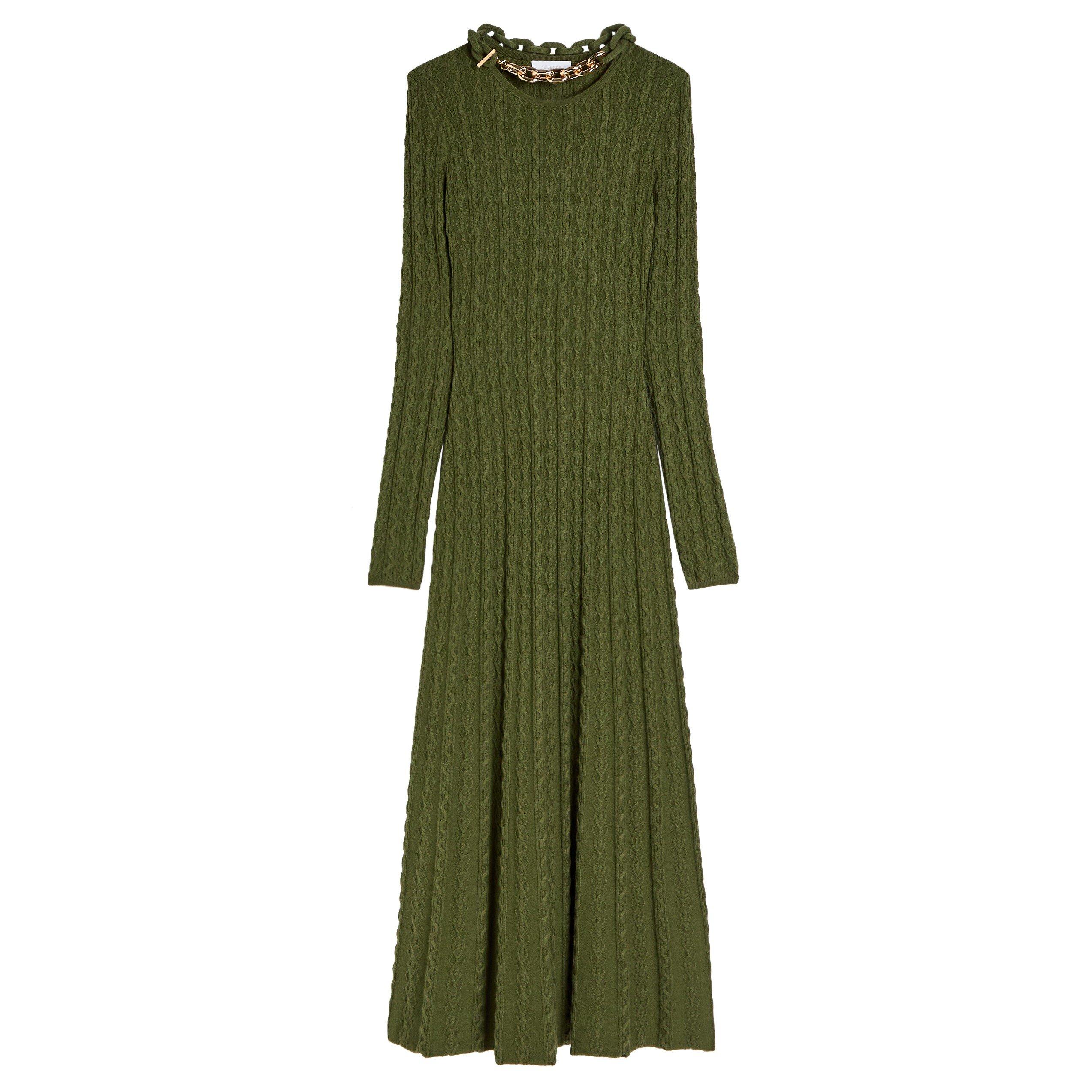 KHAKI - Rabanne - ROBE KNIT NECK DETAIL DRESS