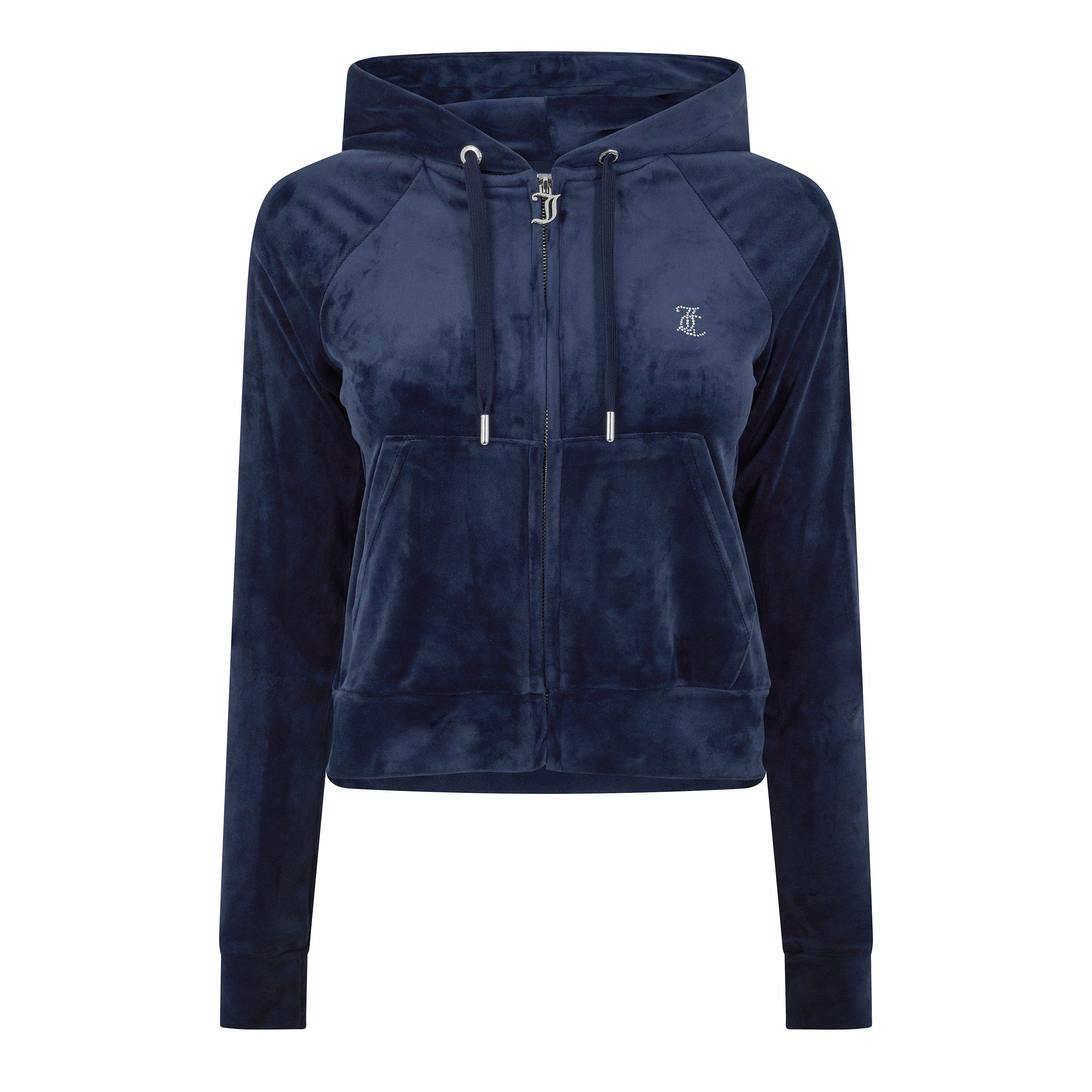 NAVY - Juicy Couture - Women's Madison Velour Cropped Zip Hoodie - 1