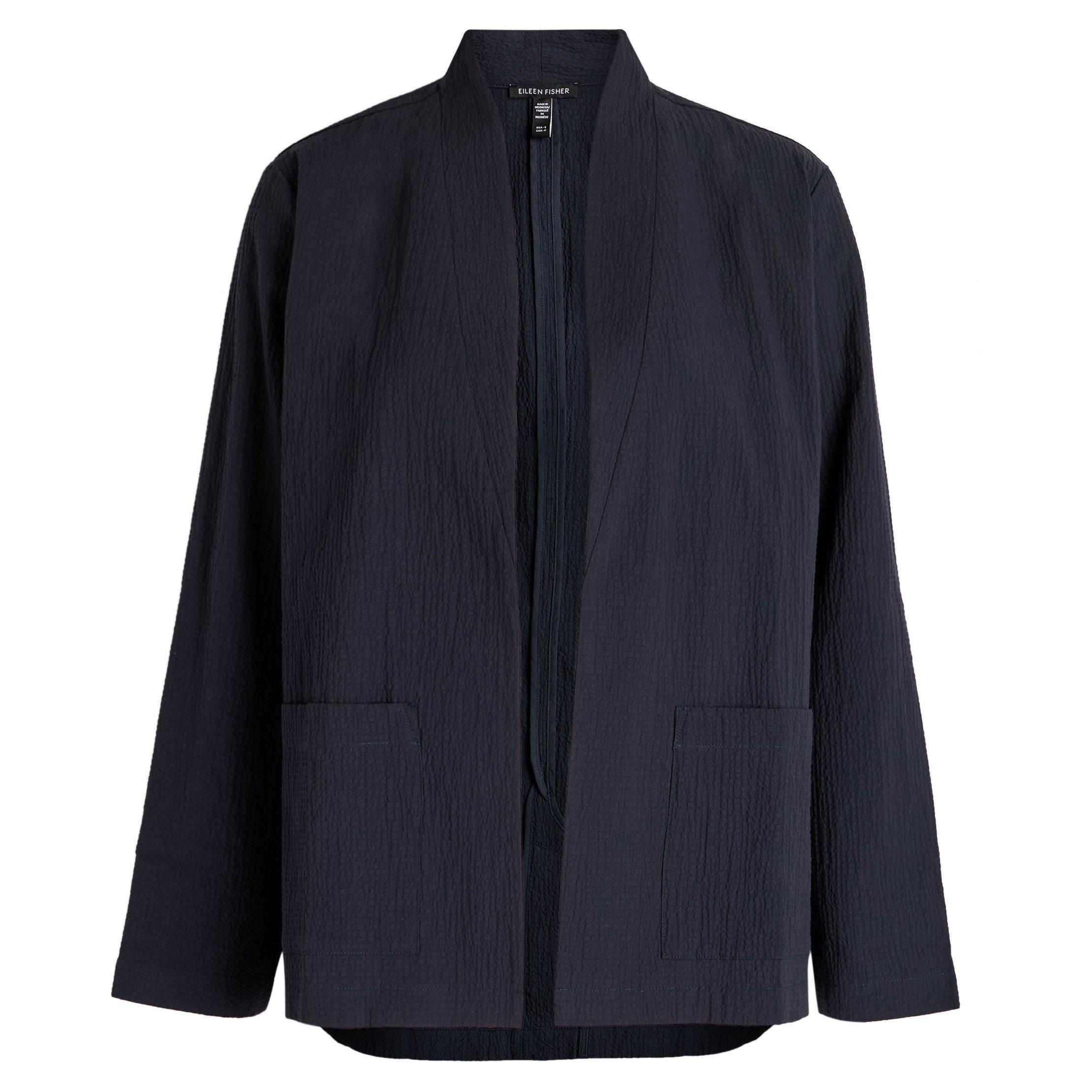 DARK BLUE - Eileen Fisher - J HIGH COLLAR JACKET